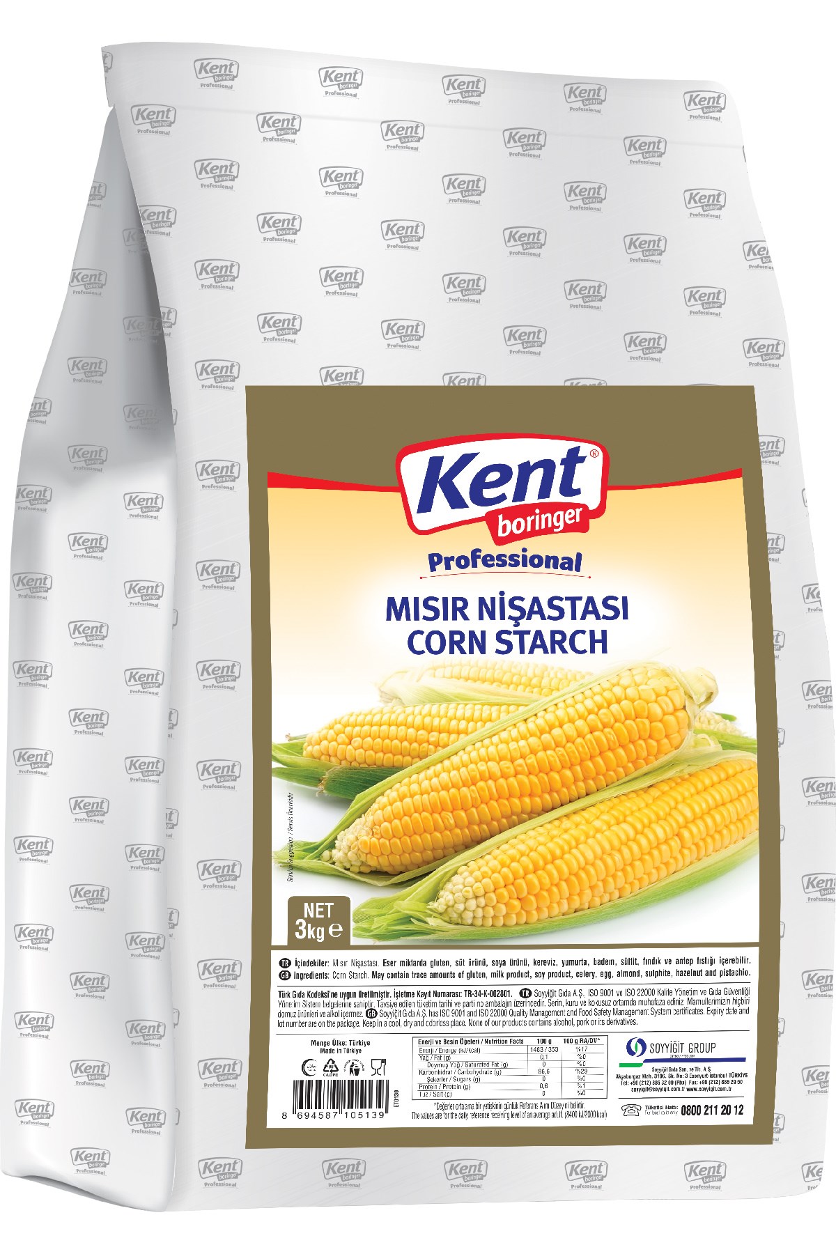 Kent Boringer Mısır Nişastası 3 Kg