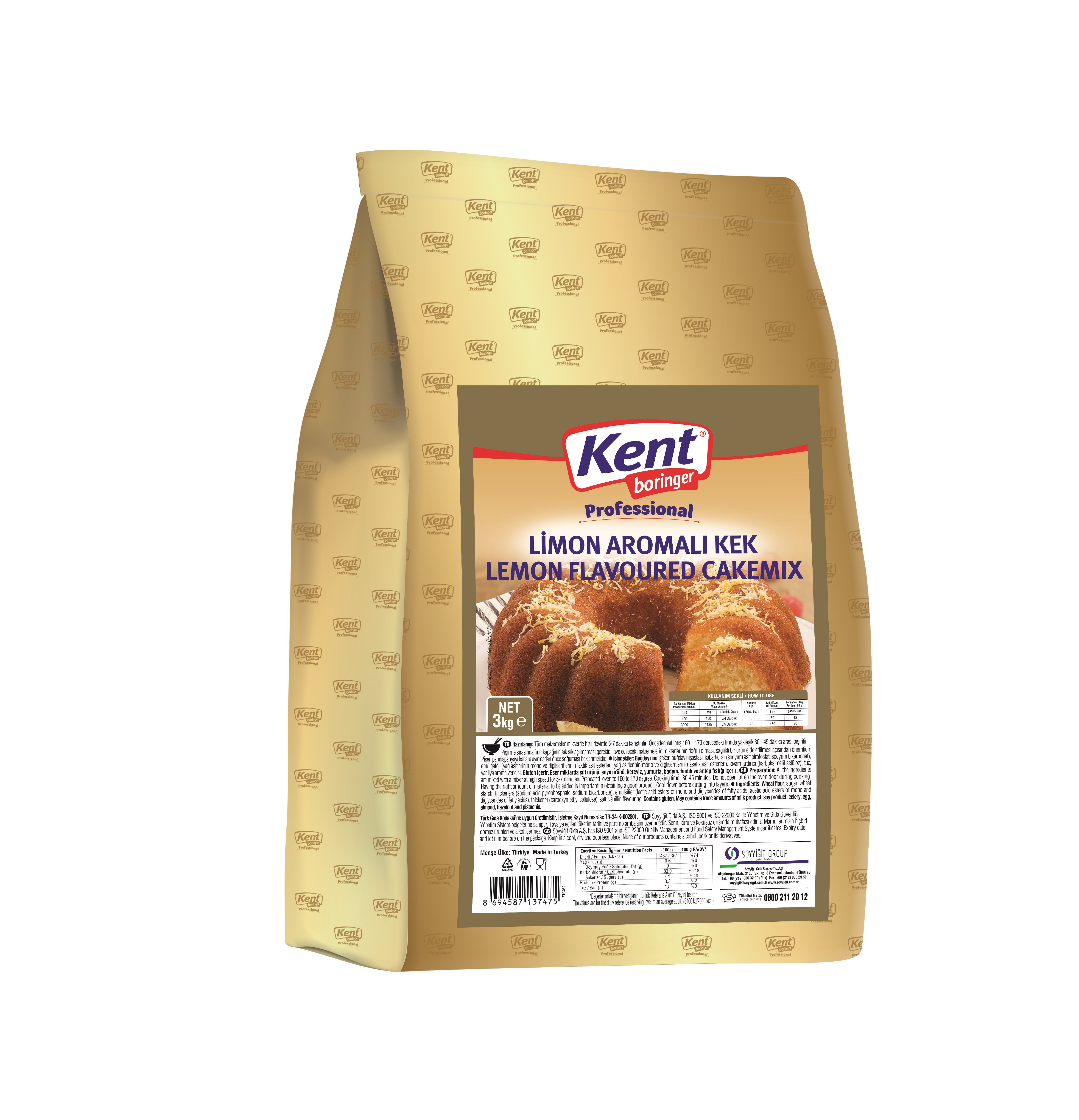Kent Boringer  Professional Limon Aromalı Kek 3 Kg