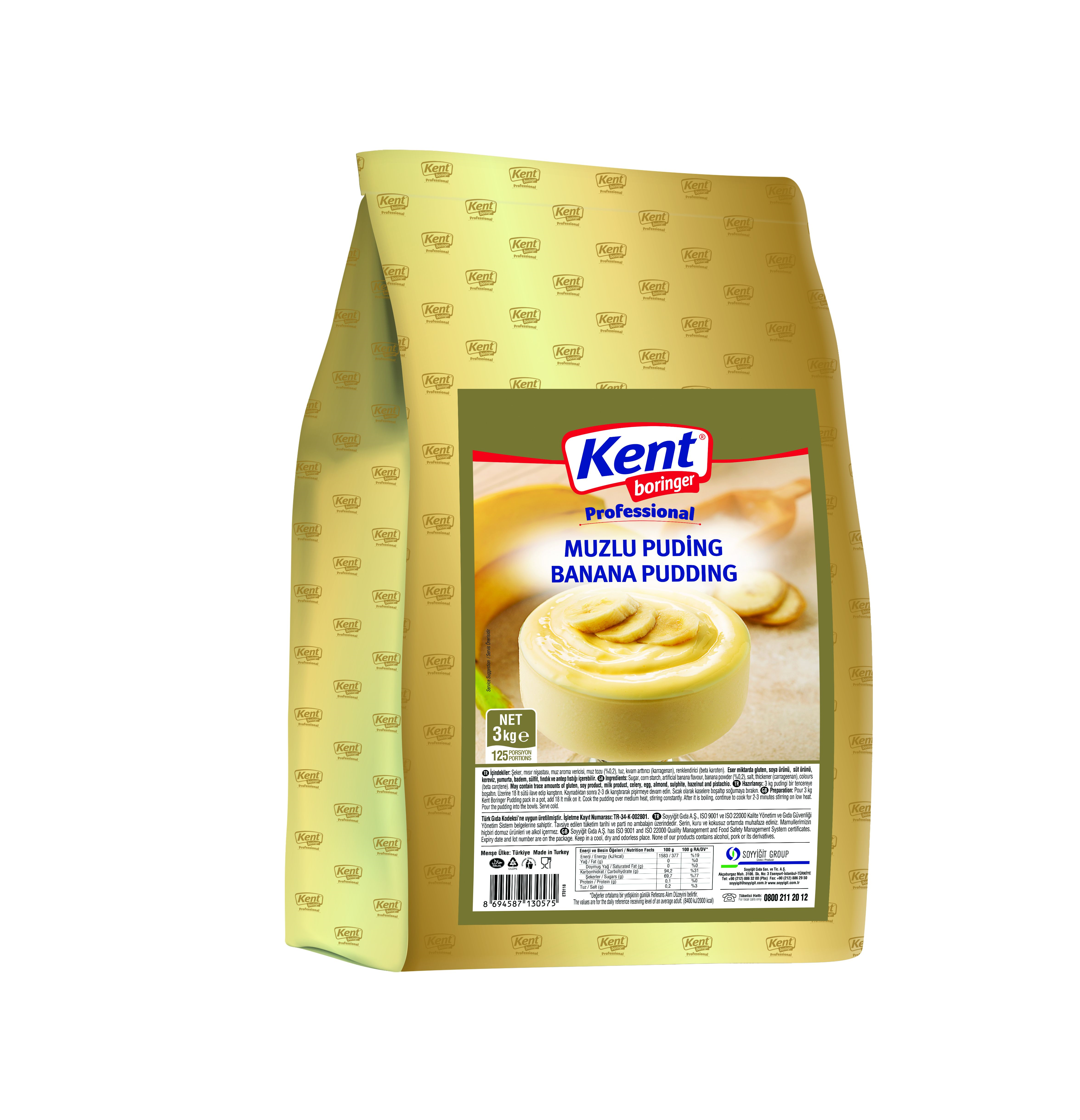 Kent Boringer  Professional Muzlu Puding 3 Kg