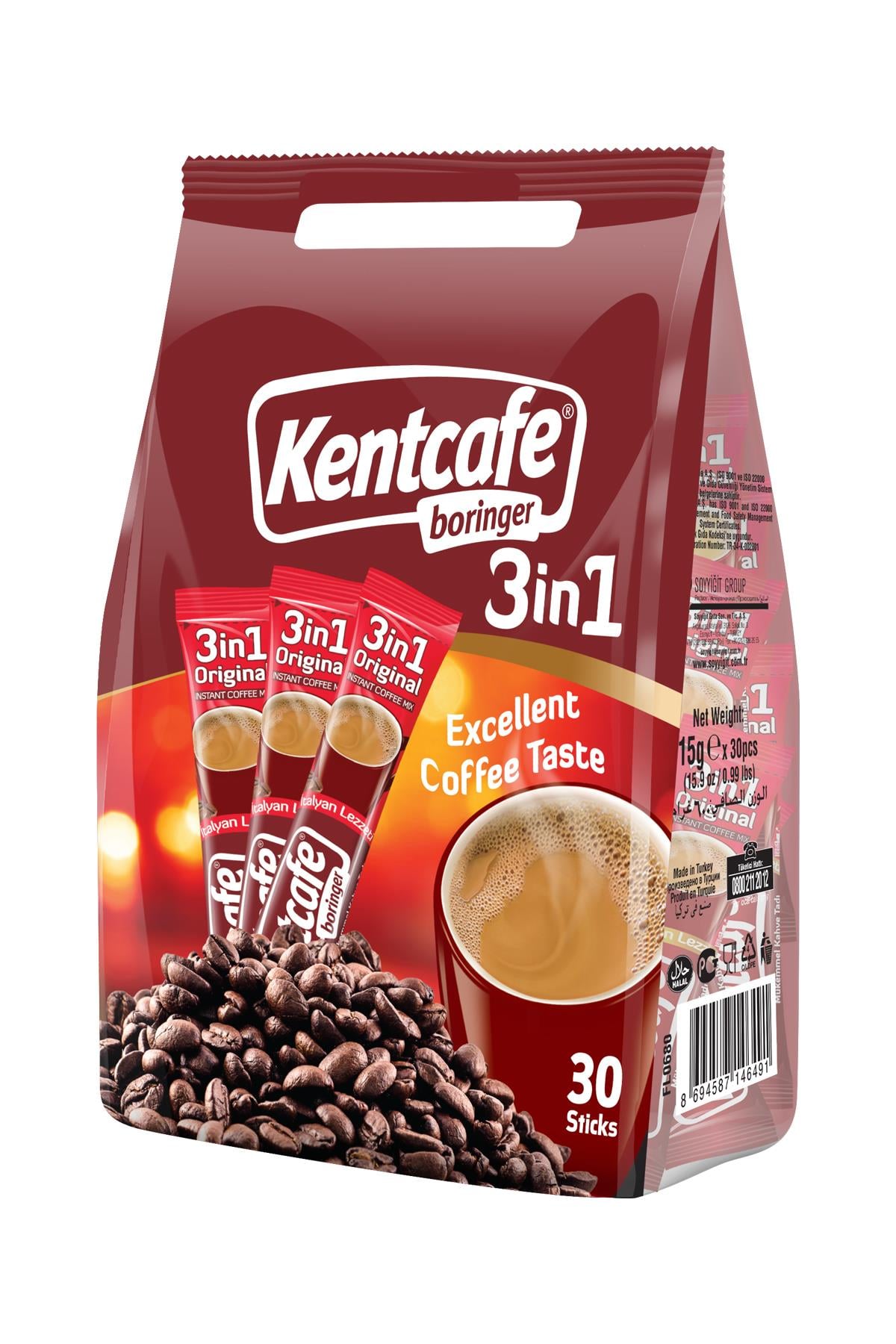Kentcafe Boringer 3'ü 1 Arada Hazır Kahve 30'lu