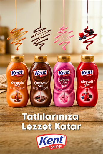 Kent Boringer Topping Sos 4'lü Avantajlı Elips Set (Karamelli-Çikolatalı-Bubble Gum-Meyveli) 325Gr