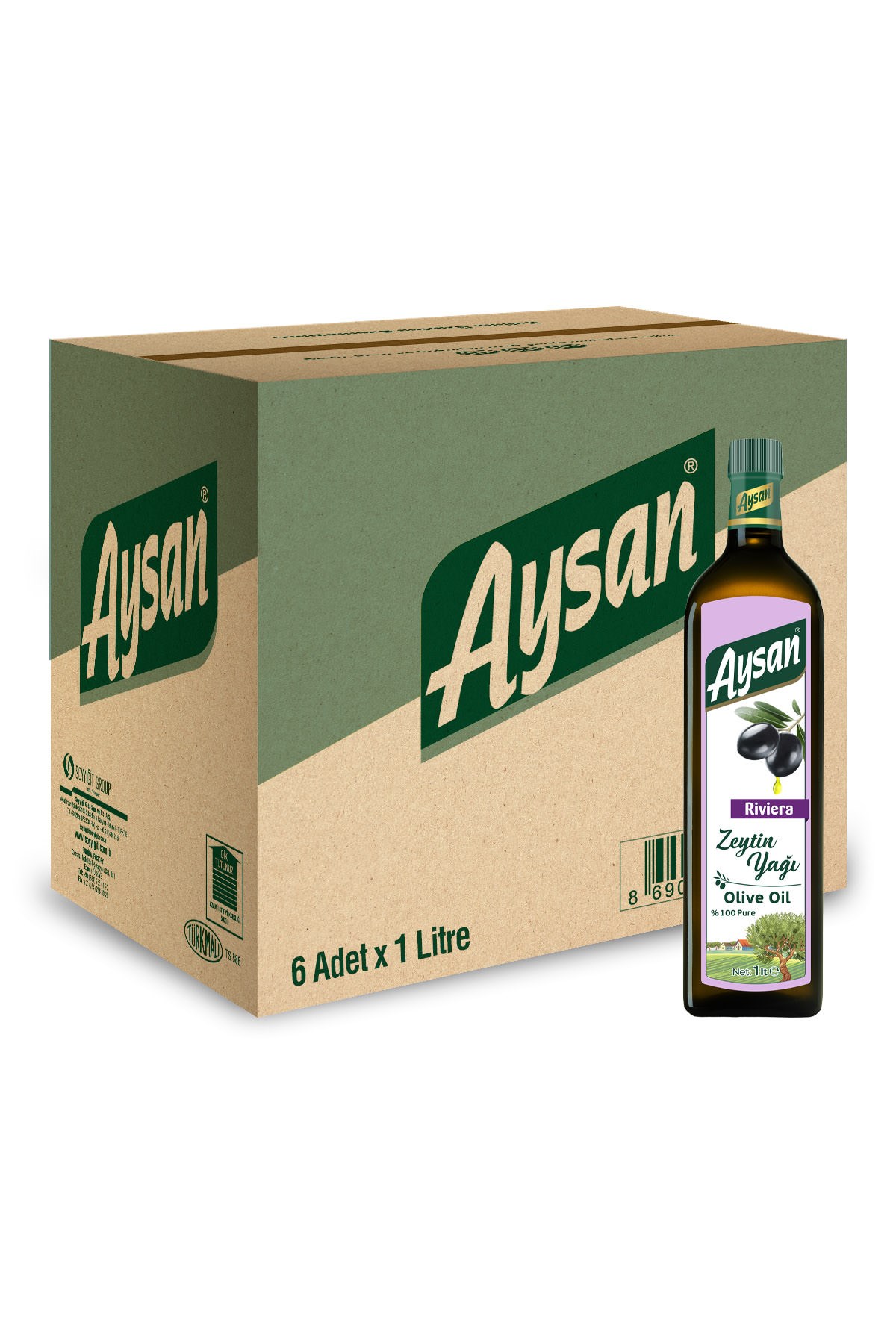 Aysan Riviera Zeytinyağı 1 Lt Cam x 6