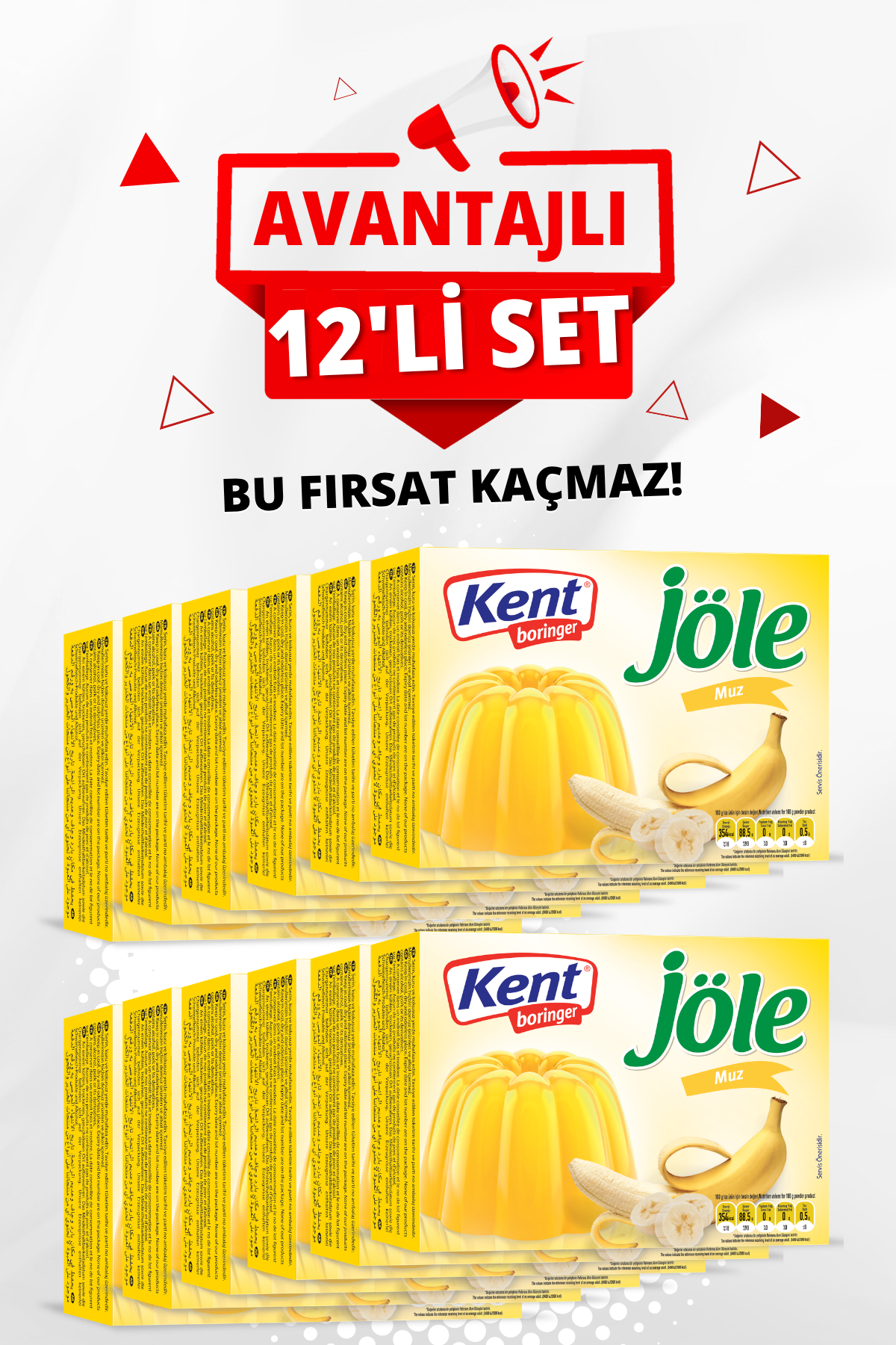 Jöle Avantajlı 12'li Set (85 gr 12 Adet Muzlu Jöle)