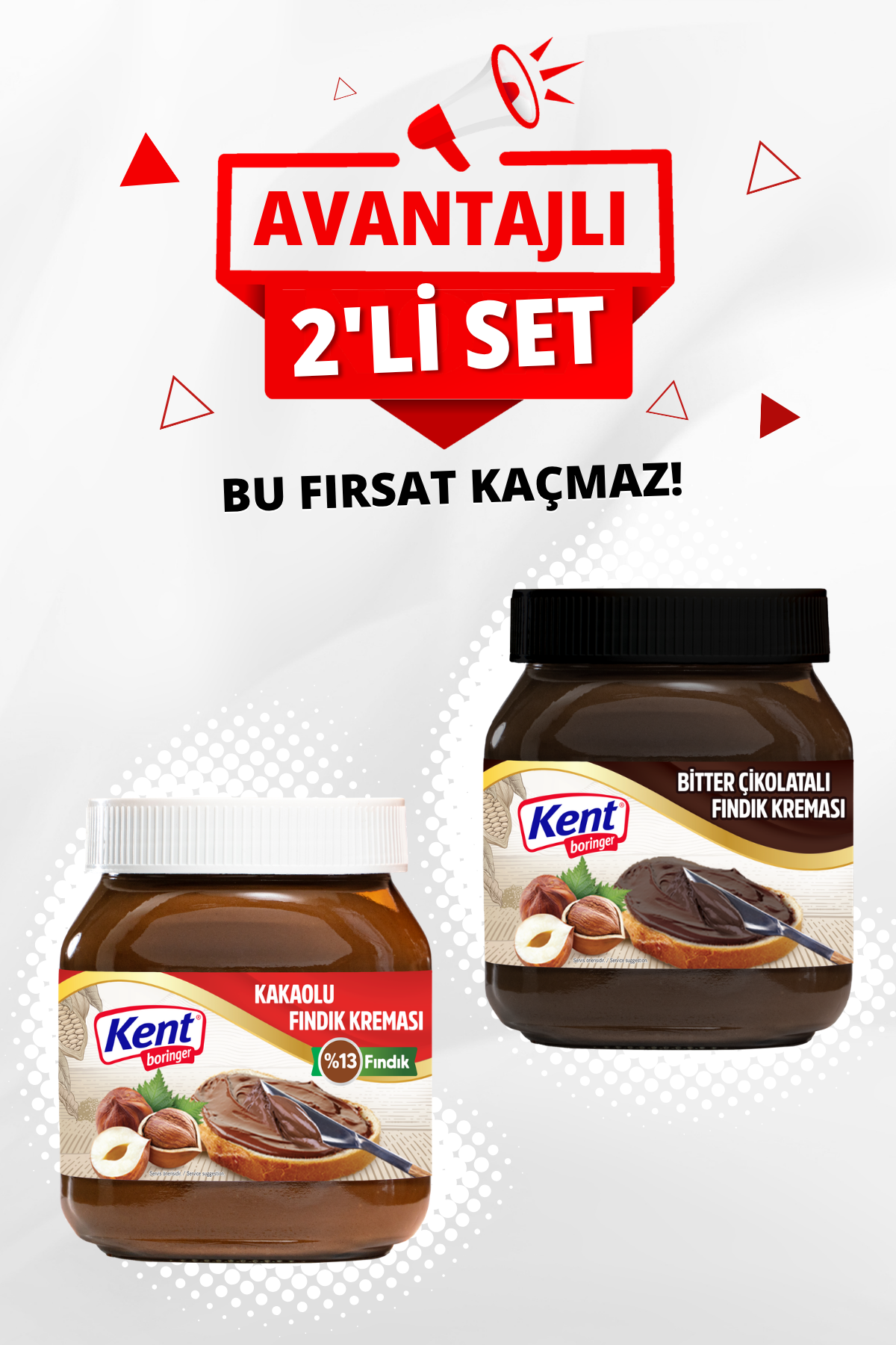 Kakaolu Fındık Kreması Avantajlı 2'li Set(Bitter-%13Fındıklı Kakaolu)350grx2