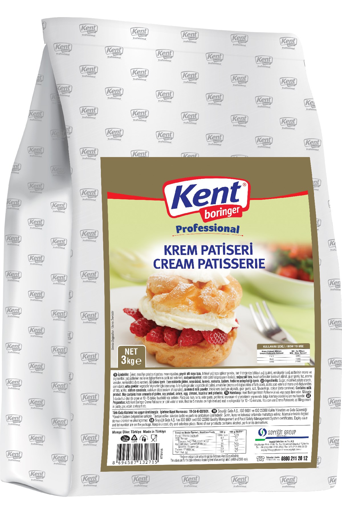 Kent Boringer Krem Patiseri 3 Kg