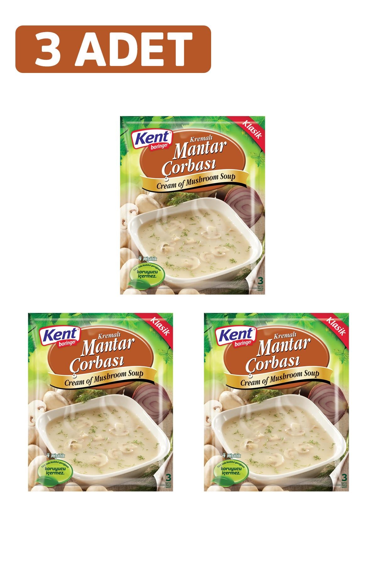 Kent Boringer Kremalı Mantar Çorbası 62 Gr 3'lü