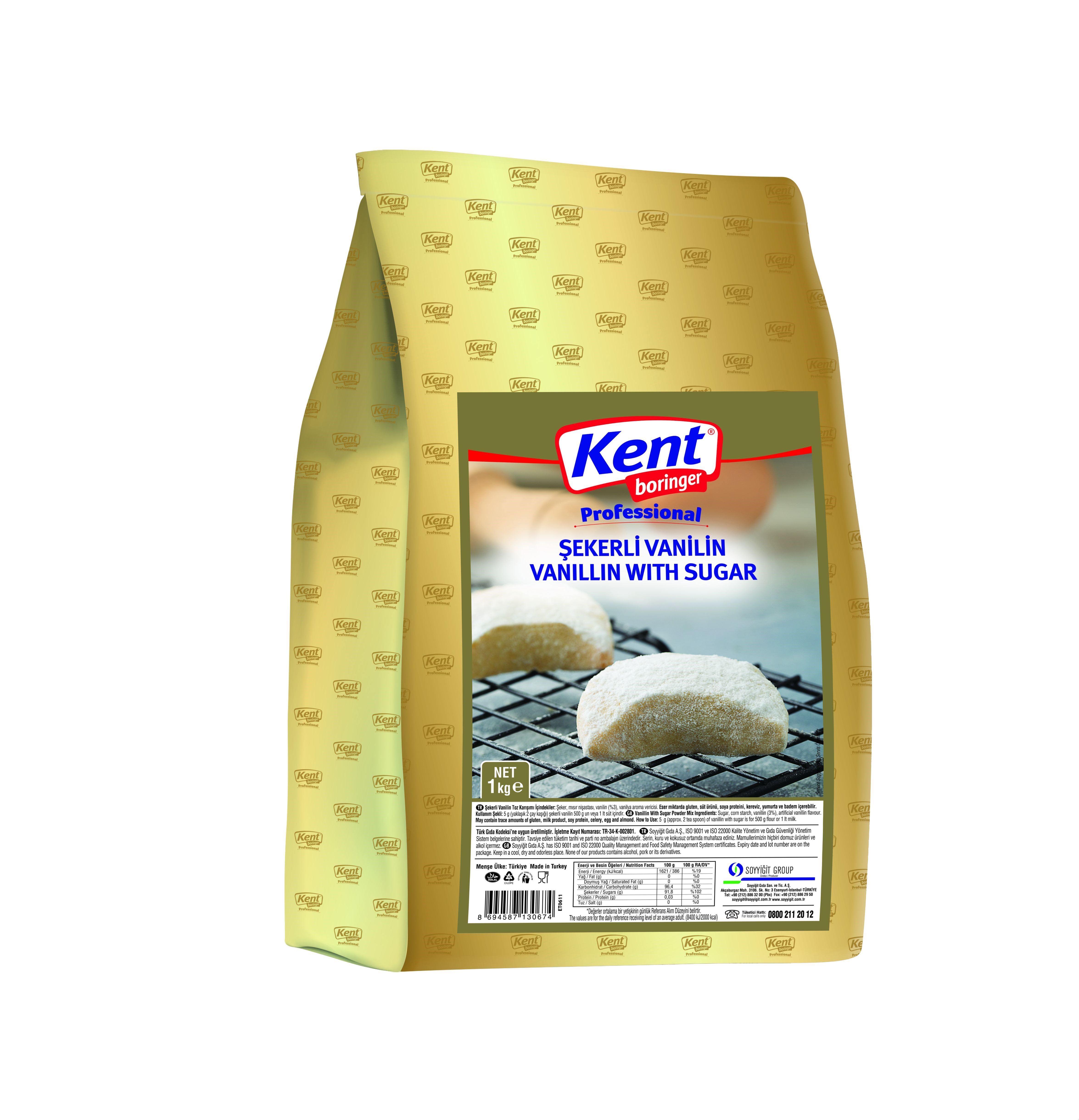 Kent Boringer  Professional 1 Kg Şekerli Vanilin