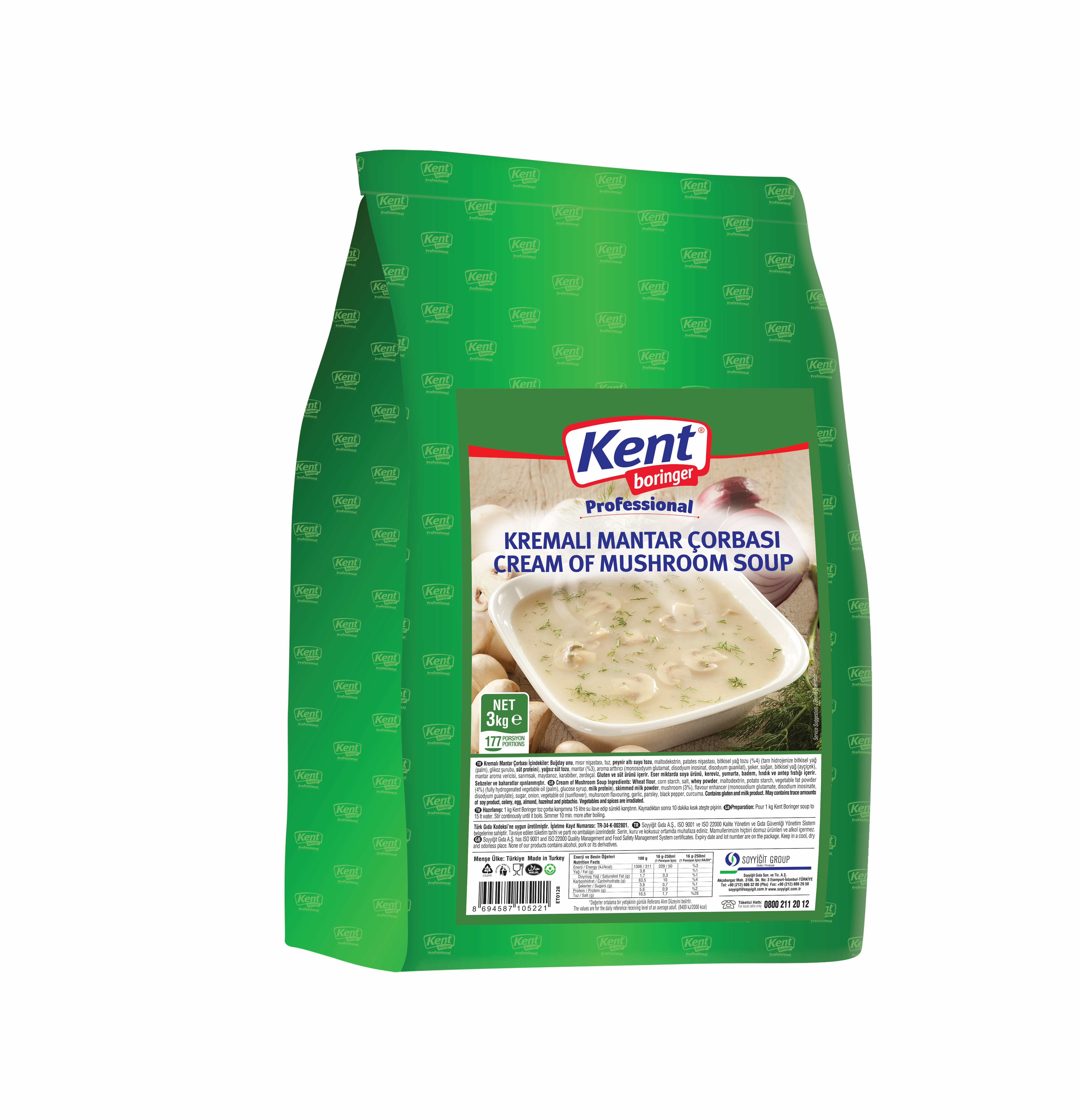Kent Boringer  Professional Kremalı Mantar Çorbası 3 Kg