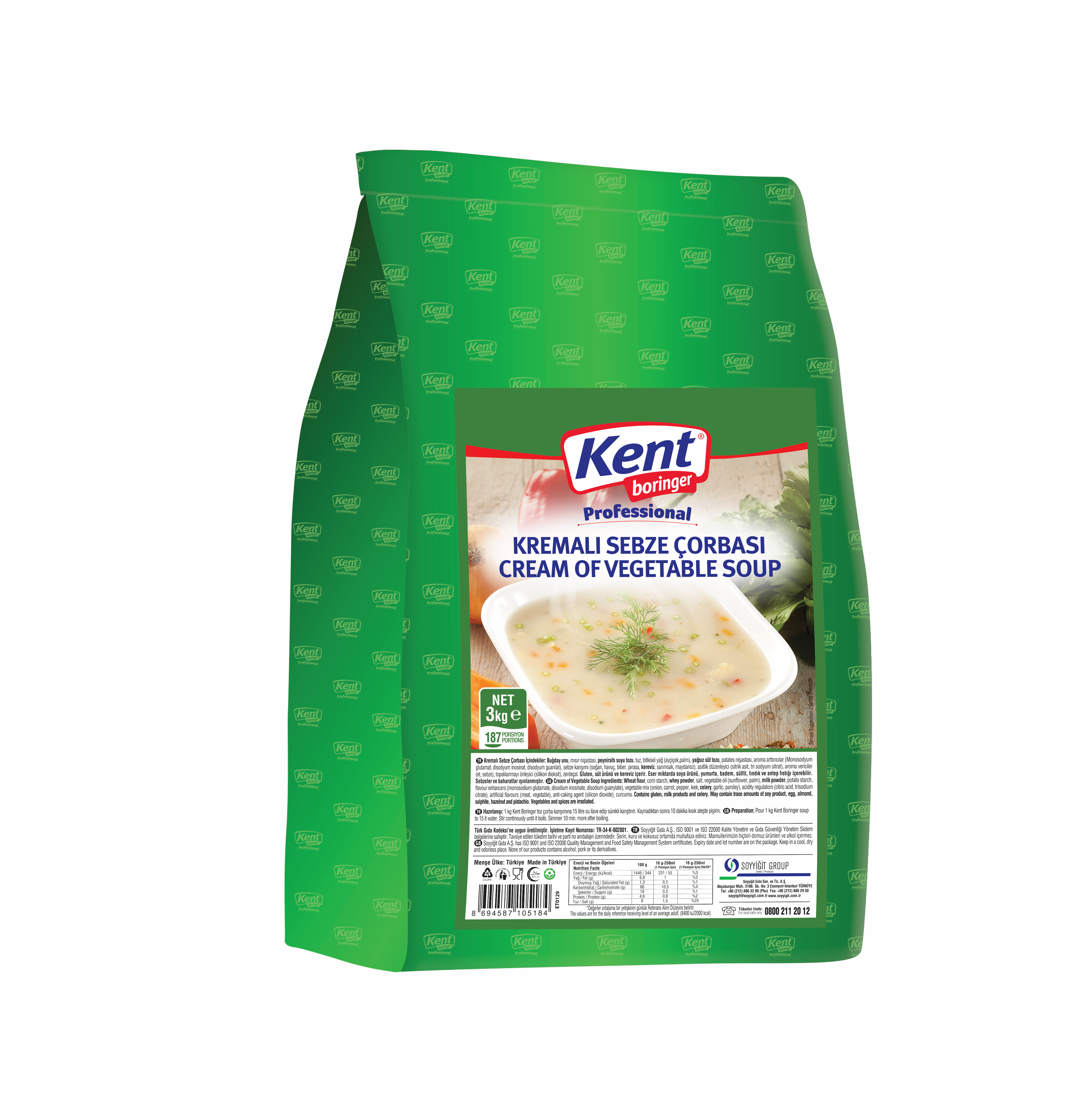 Kent Boringer  Professional Kremalı Sebze Çorbası 3 Kg