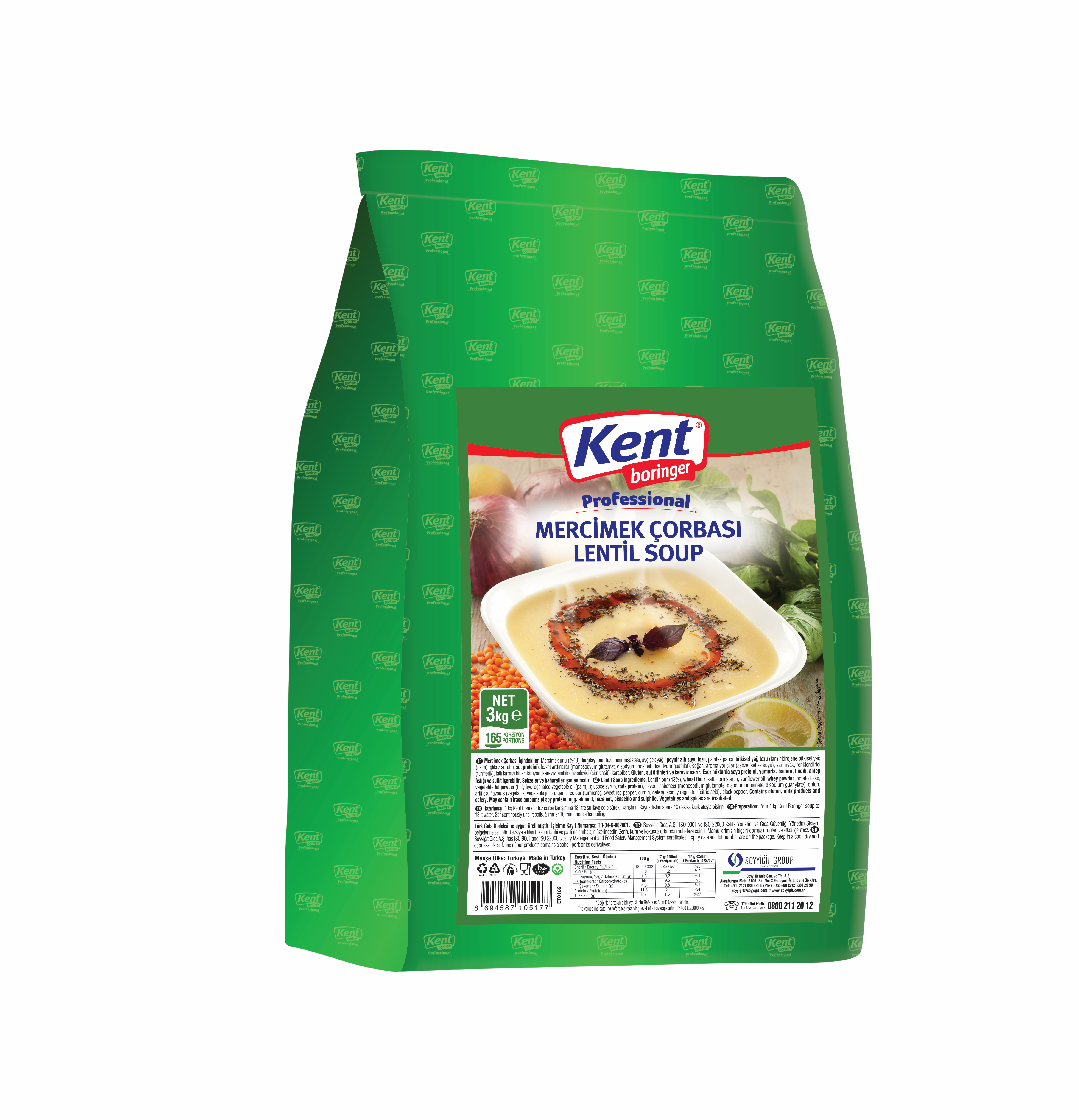 Kent Boringer  Professional Mercimek Çorbası 3 Kg