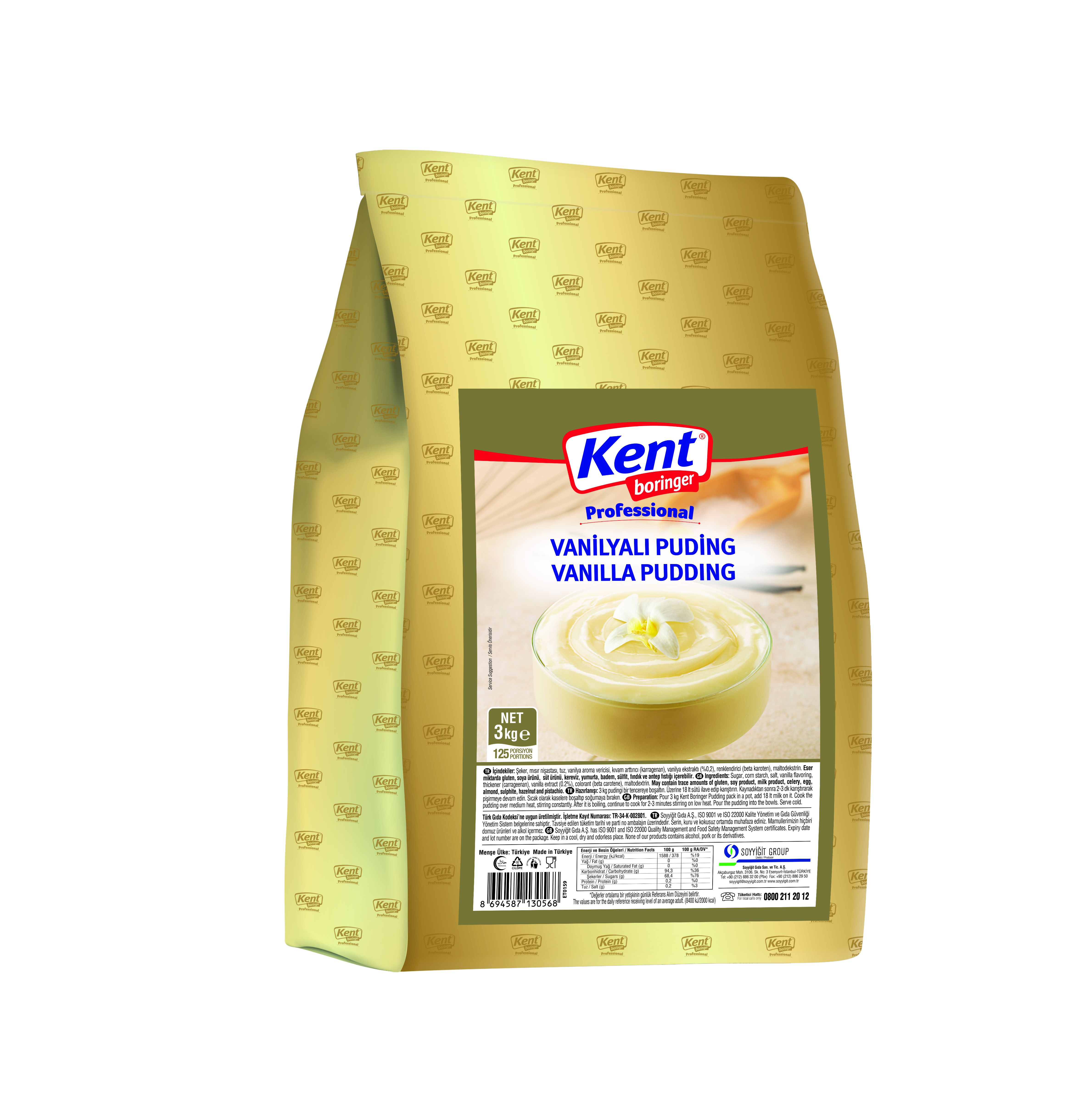 Kent Boringer  Professional Vanilyalı Puding 3 Kg
