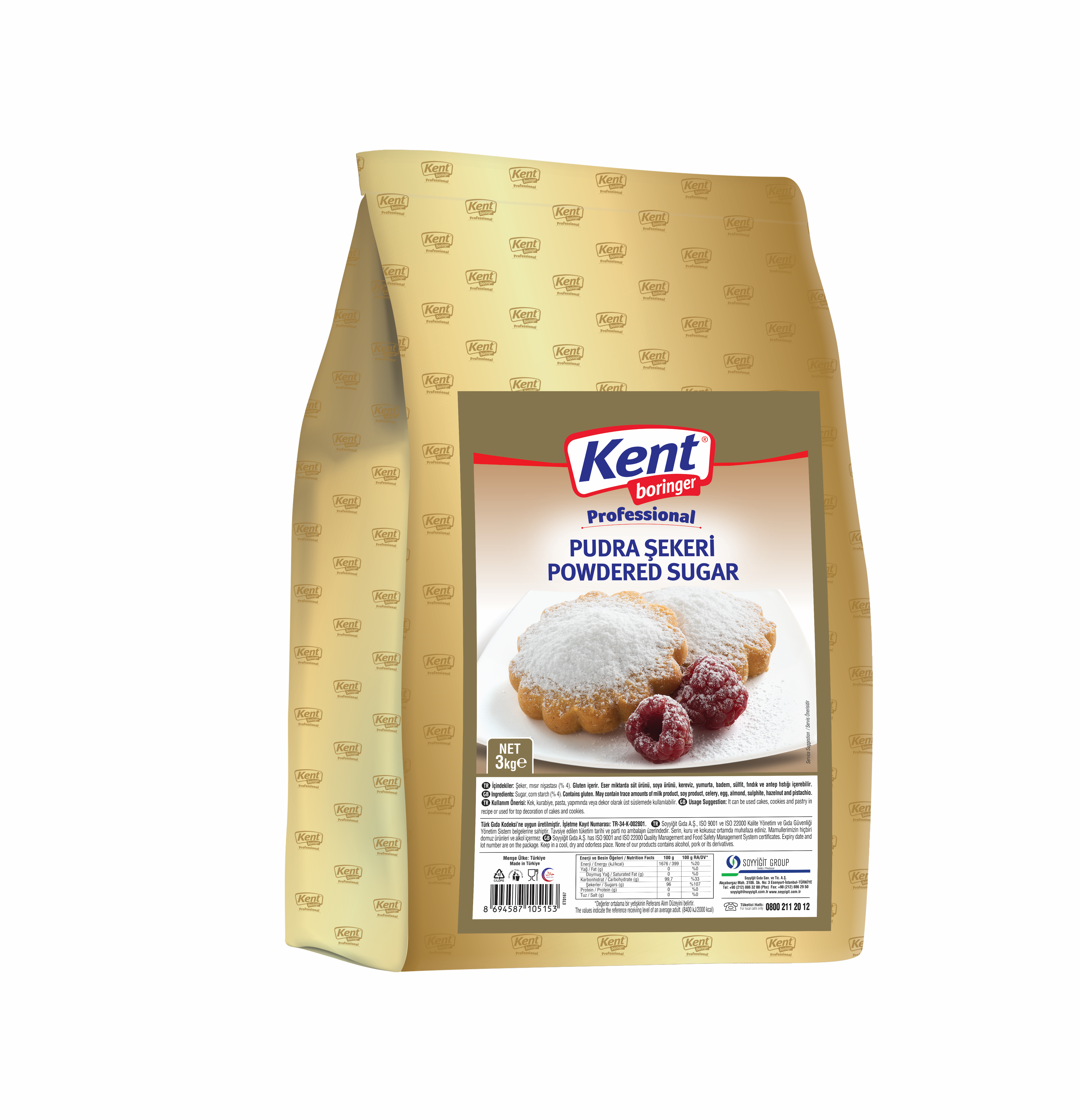 Kent Boringer  Proffesional 3 Kg Pudra Şekeri