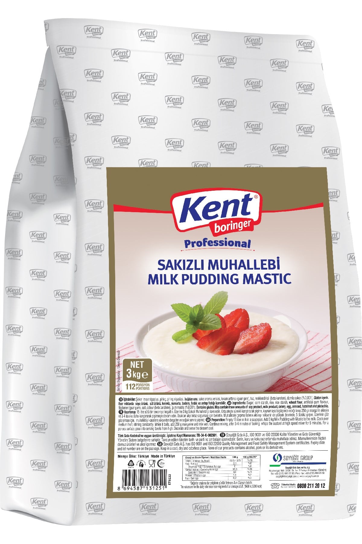 Kent Boringer Sakızlı Muhallebi 3 Kg
