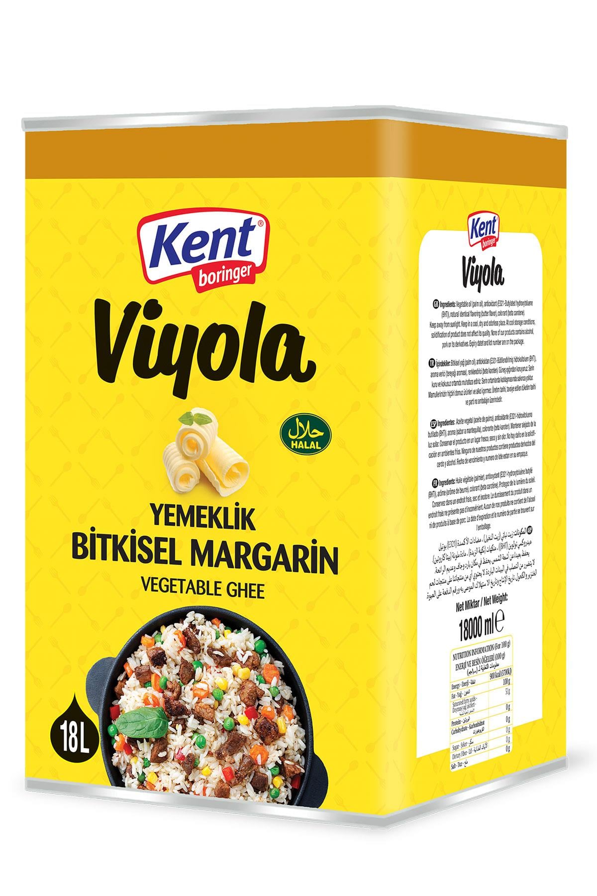 Kent Boringer Viyona Bitkisel Margarin Teneke 18 LT
