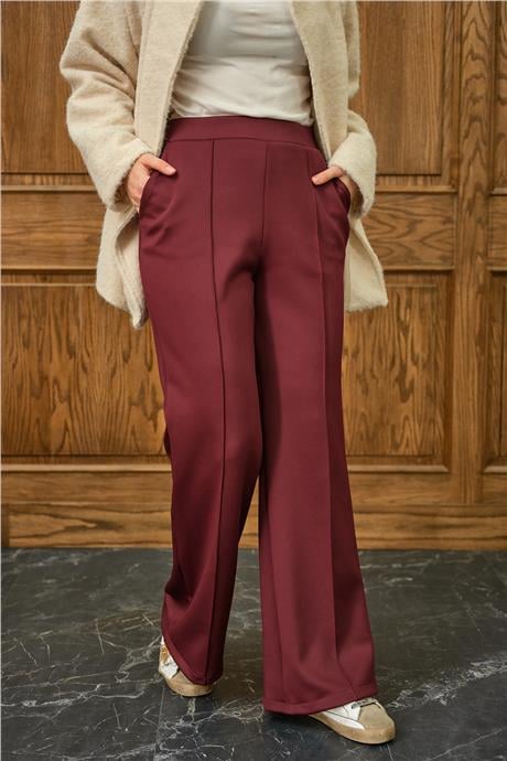 Biyeli Scuba Pantolon Bordo