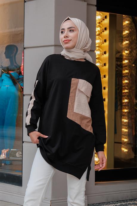 Geometrik Desen Tunik  Siyah