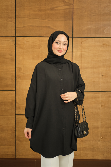 Hakim Yaka Basic Gömlek Siyah