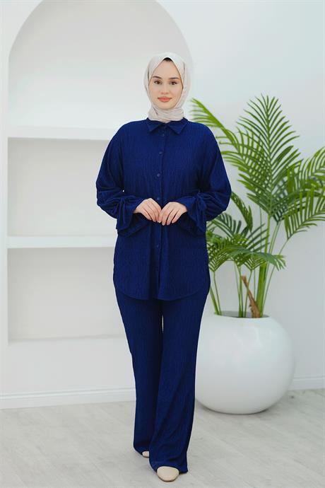 Kol Fırfır Detay Bürümcük İkili Takım Lacivert