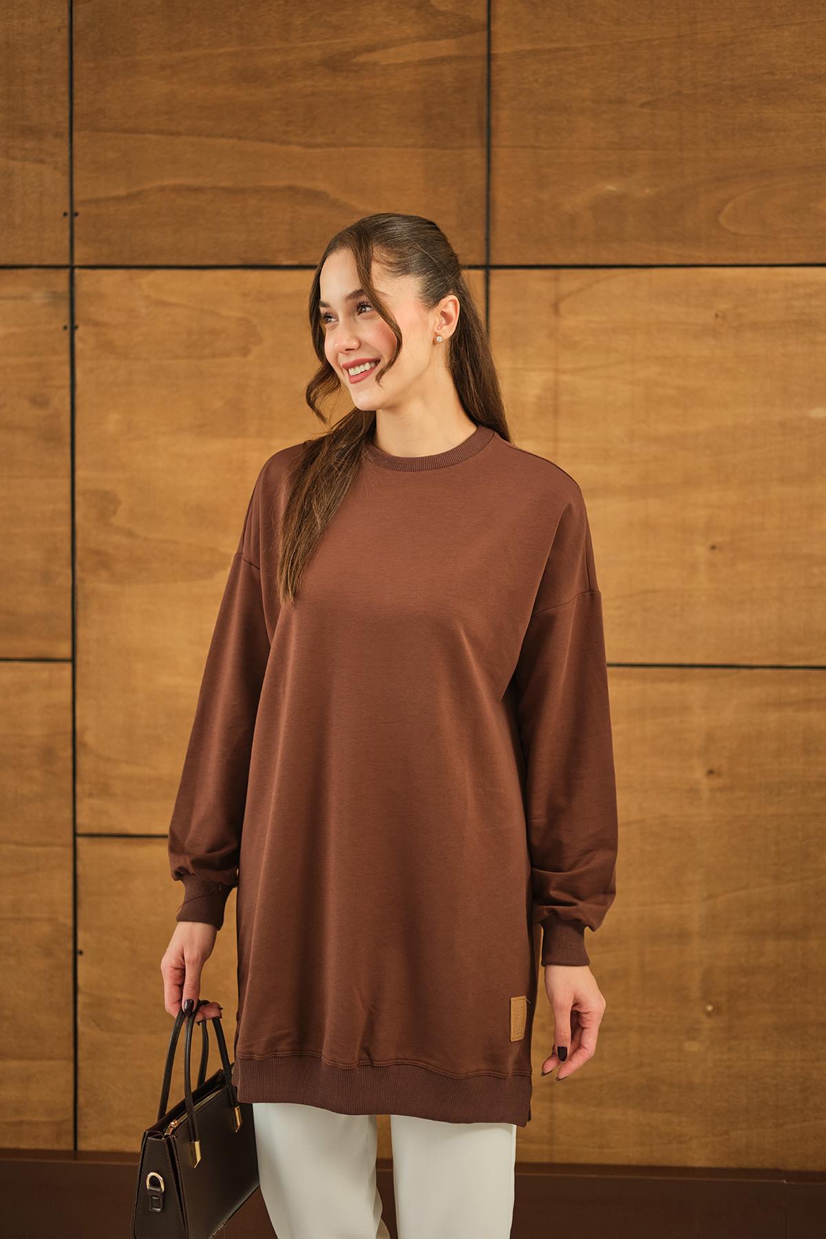 Arma Detay Salaş Tunik Kahverengi