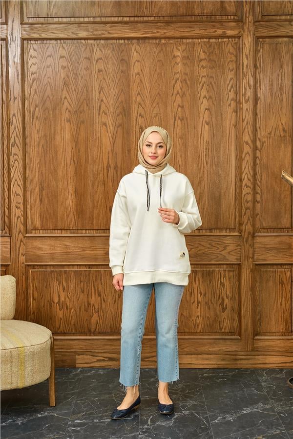 Arma Detay Sweat Beyaz