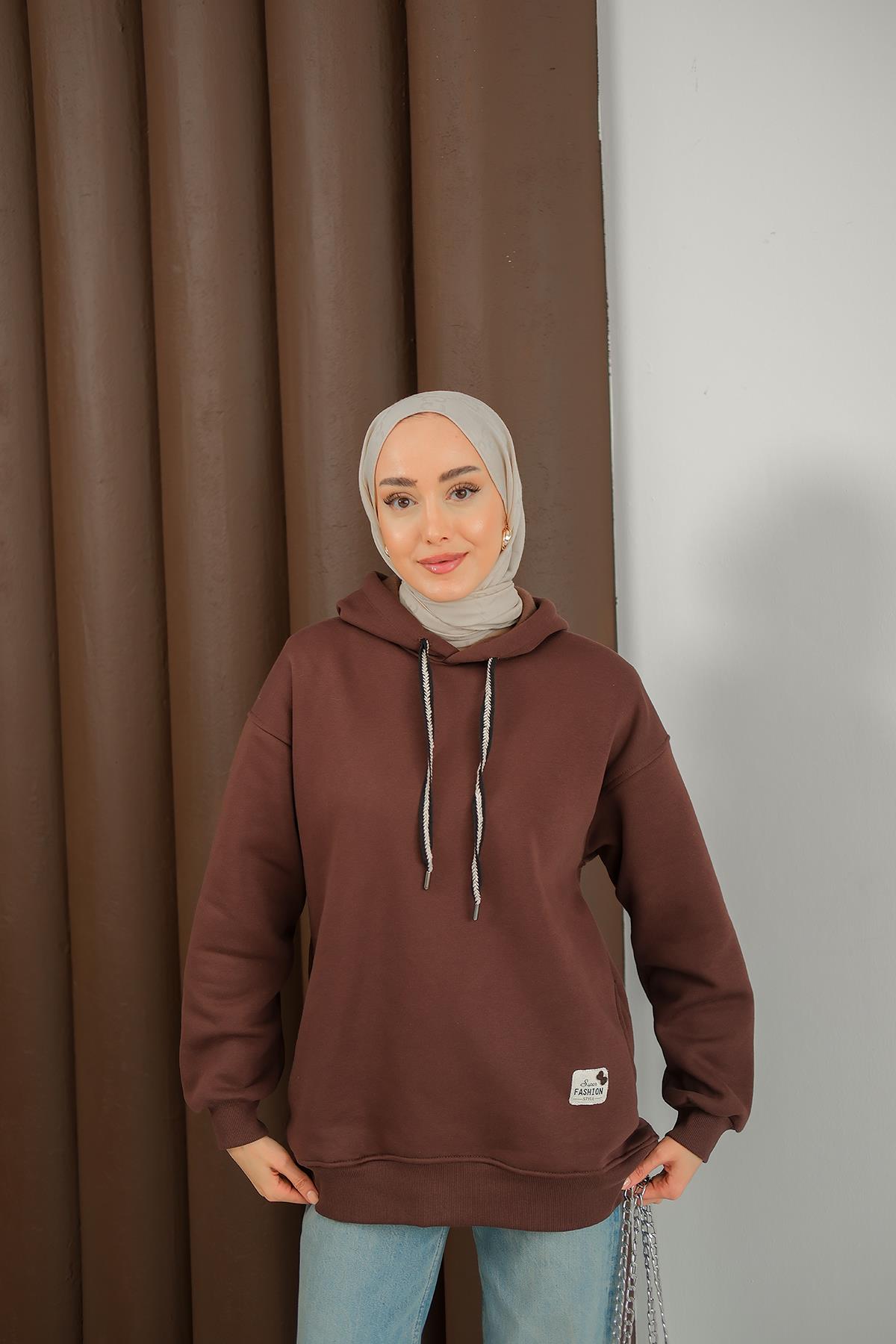 Arma Detay Sweat Kahverengi