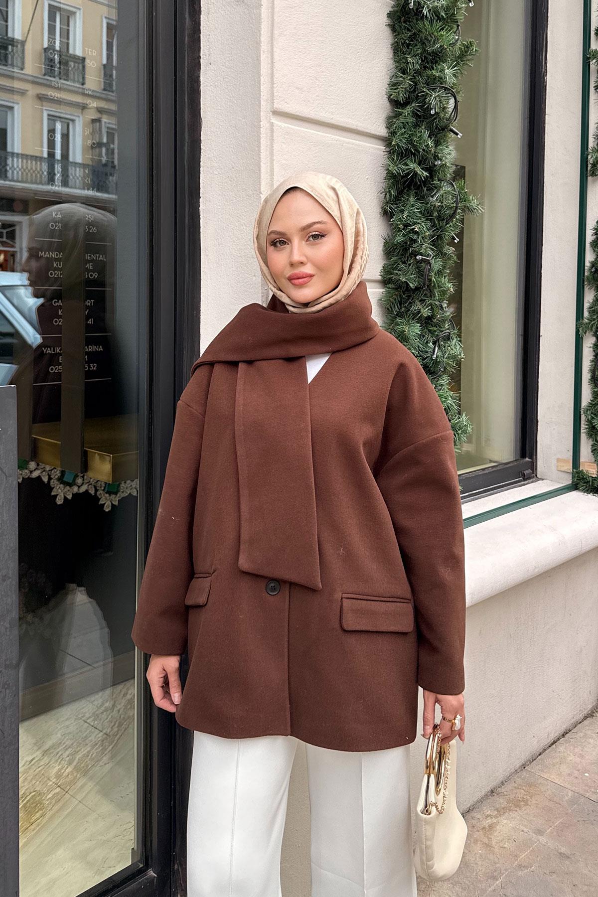 Atkı Detaylı Kaşe Kahverengi