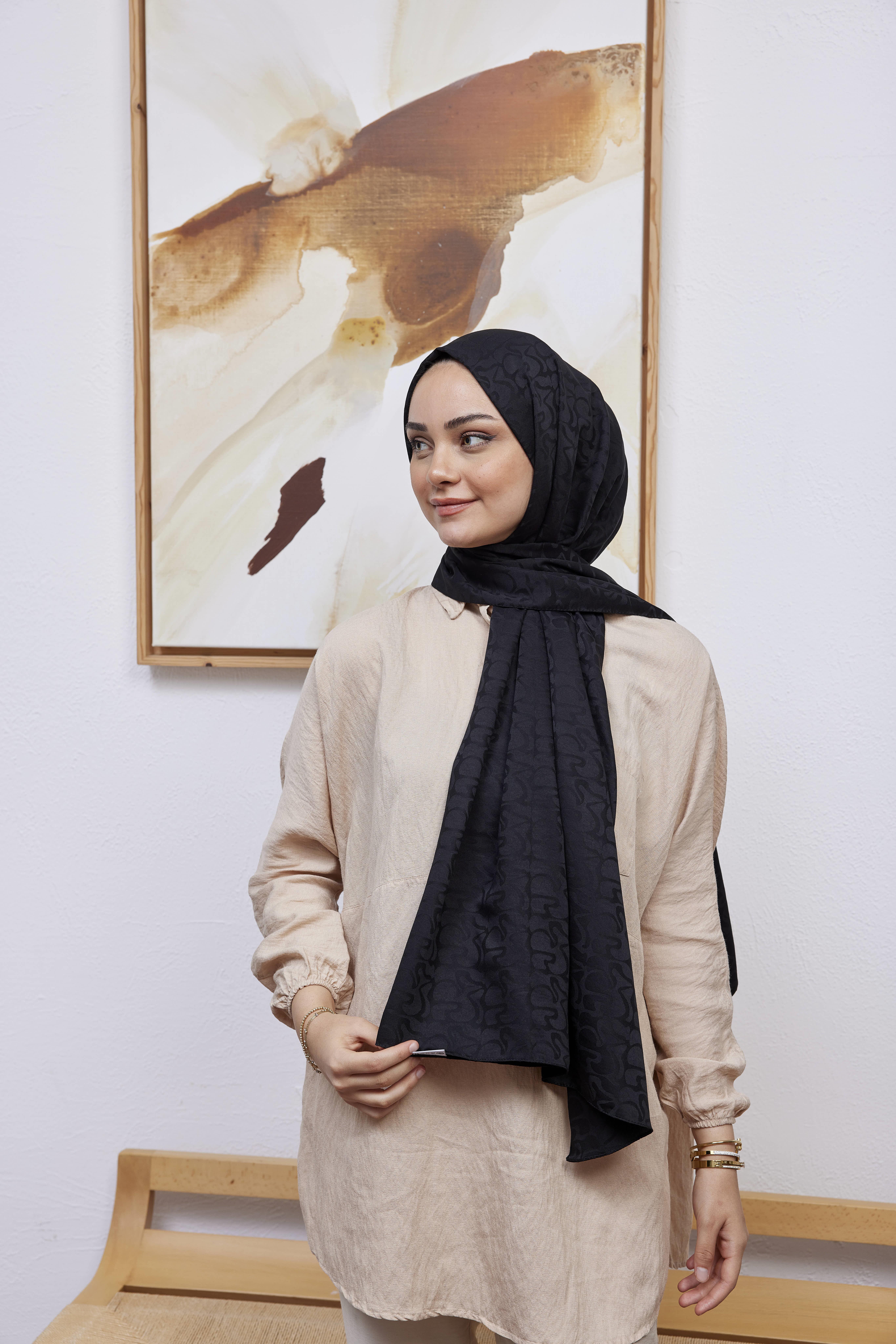 Aura Desen Jakar Şal Siyah