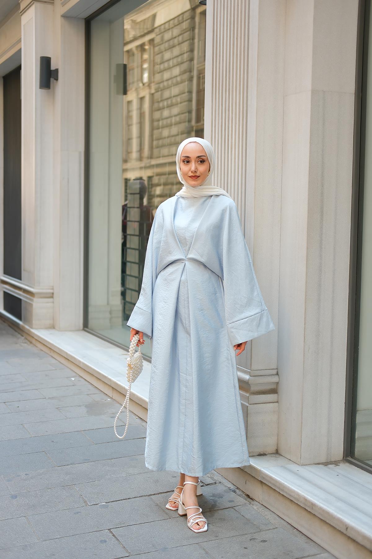 Bağlama Detay Elbise Mavi