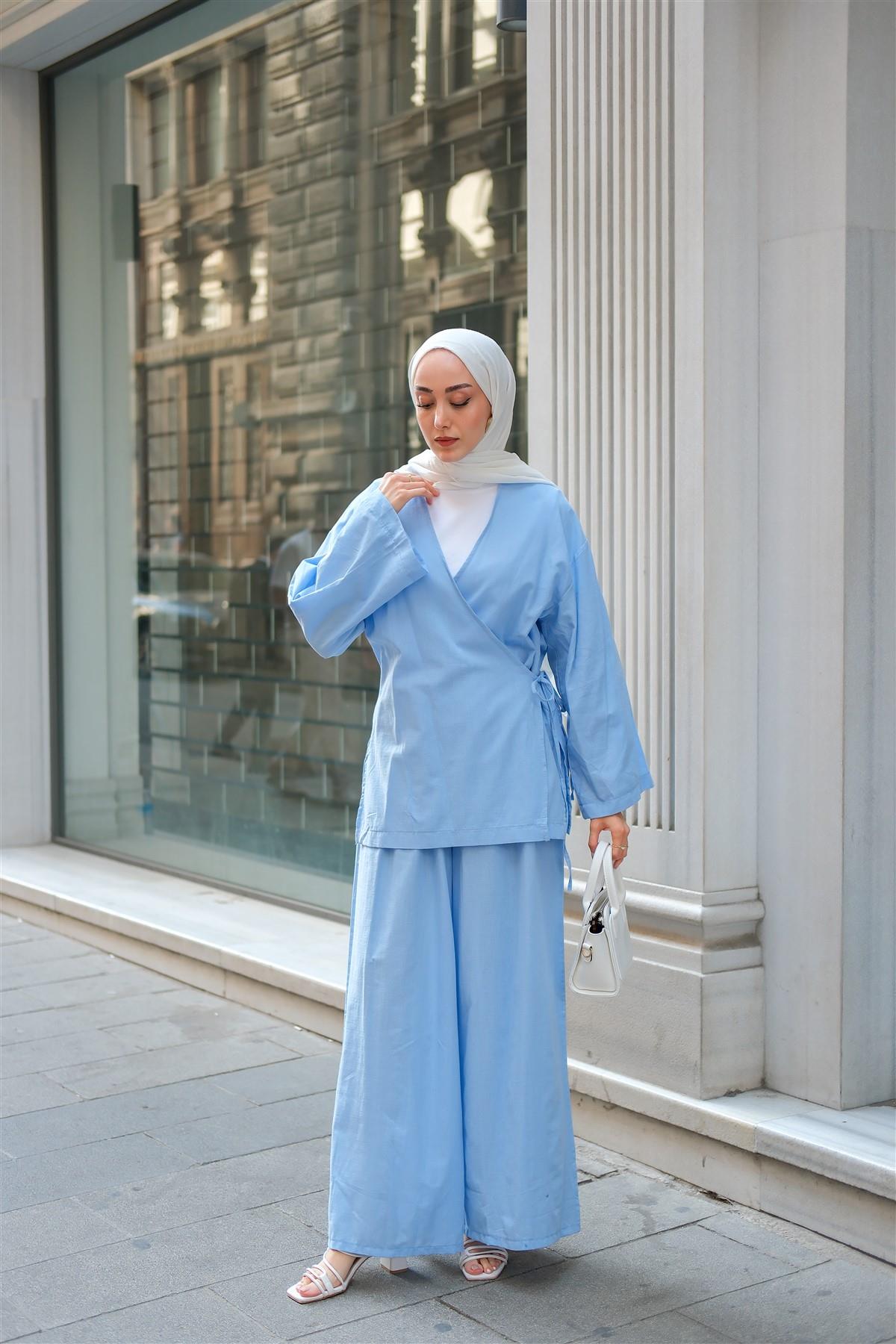 Bel Bağlama Detay İkili Takım Mavi