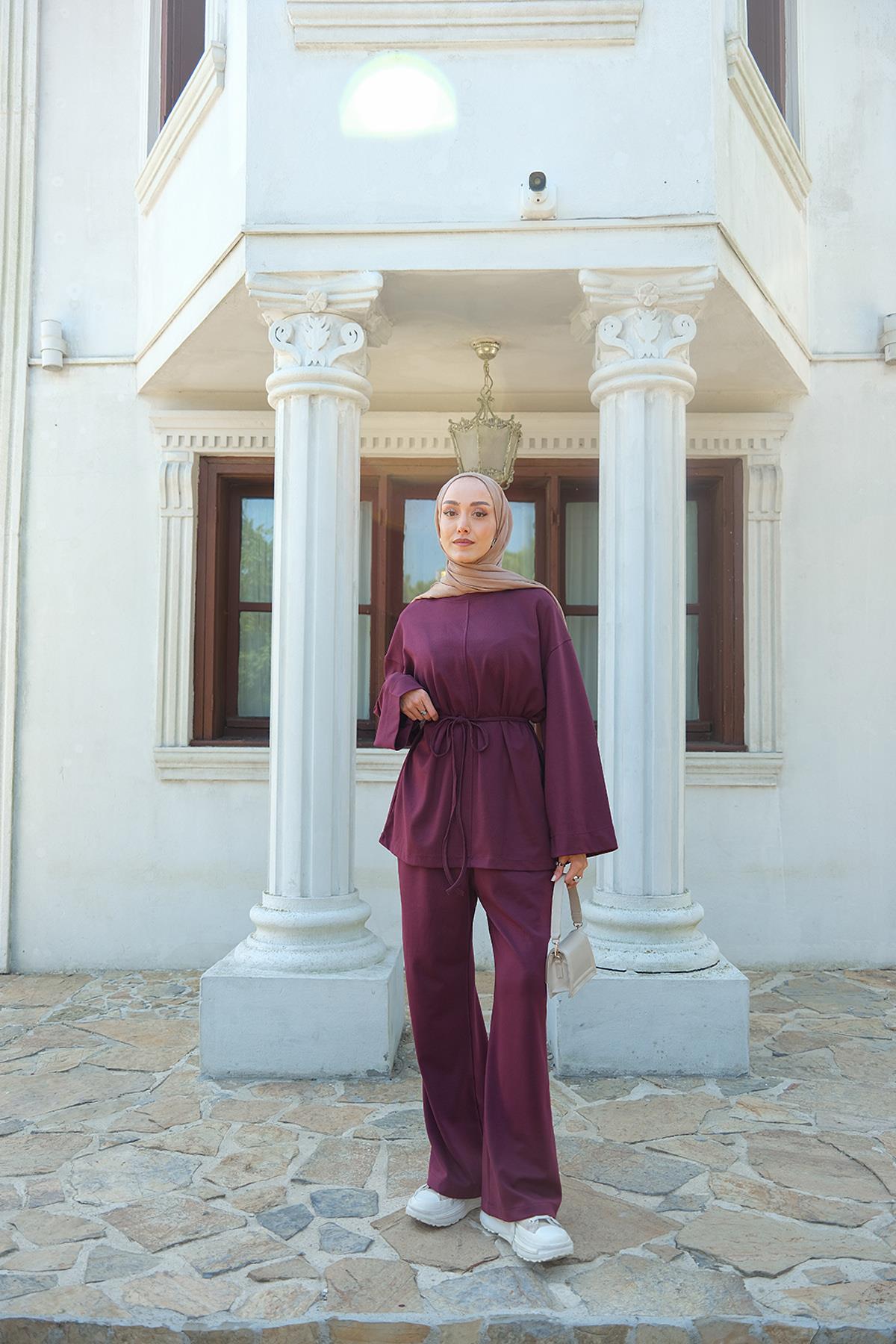 Bel Bağlamalı İkili Takım Bordo