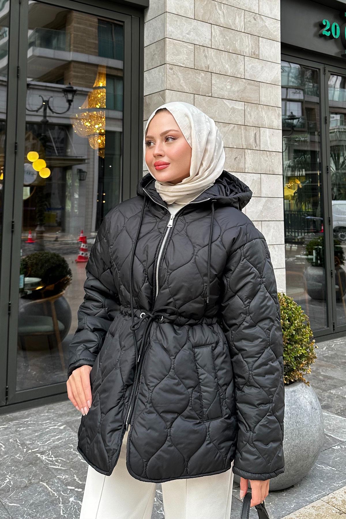 Beli Ayarlanabilir Kapitone Mont Siyah