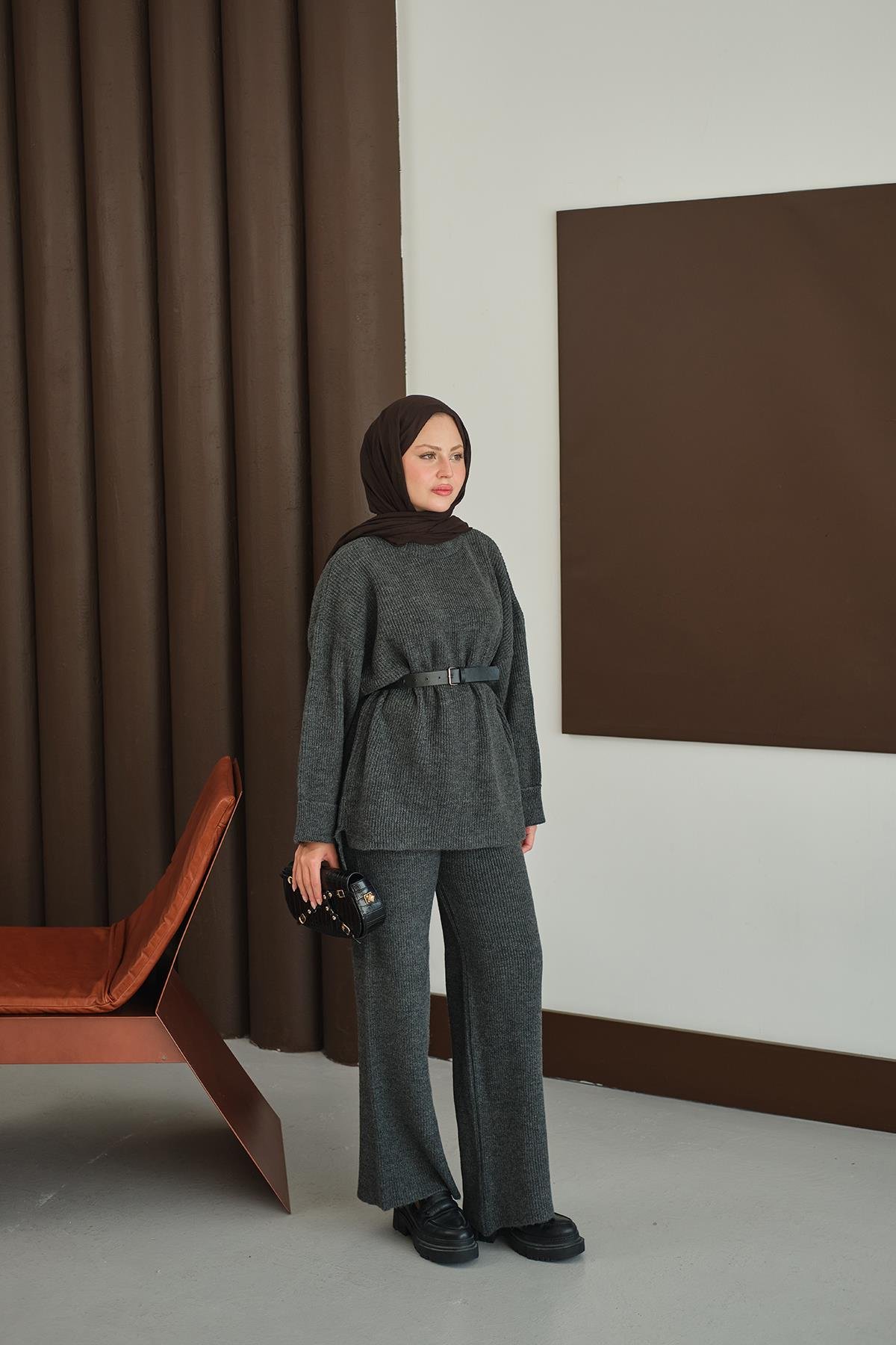 Beli Lastikli Triko Takım Antrasit