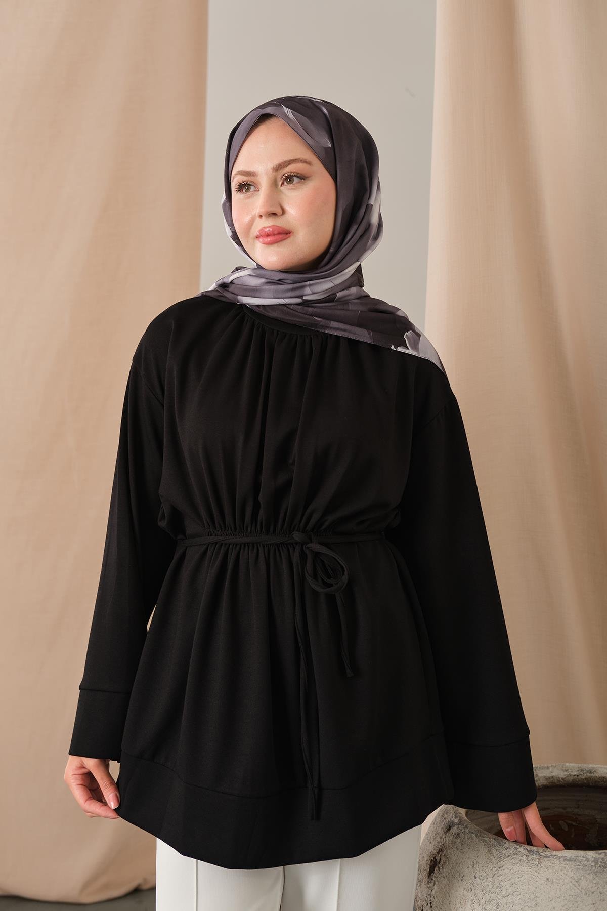 Beli Lastikli Tunik Siyah