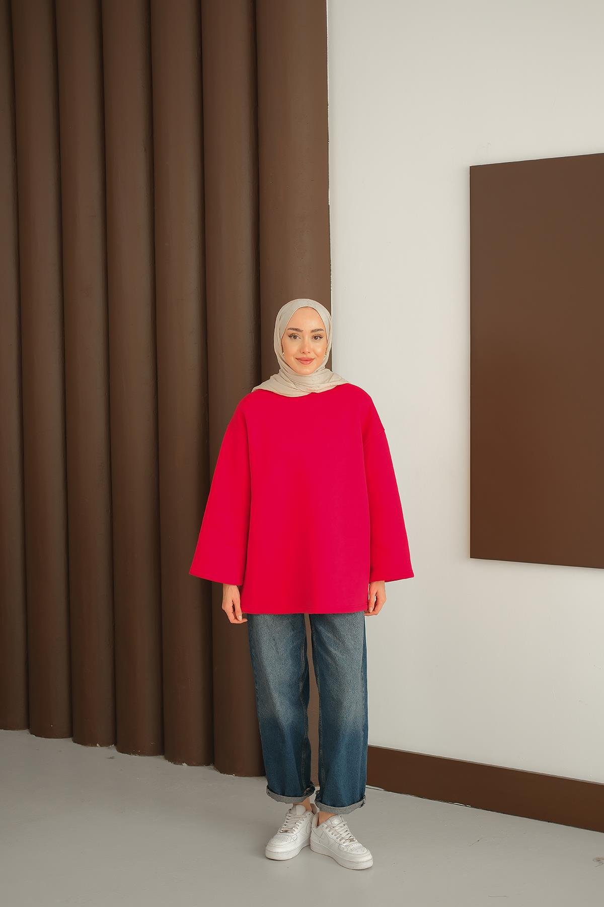 Bisiklet Yaka Sweat Kırmızı