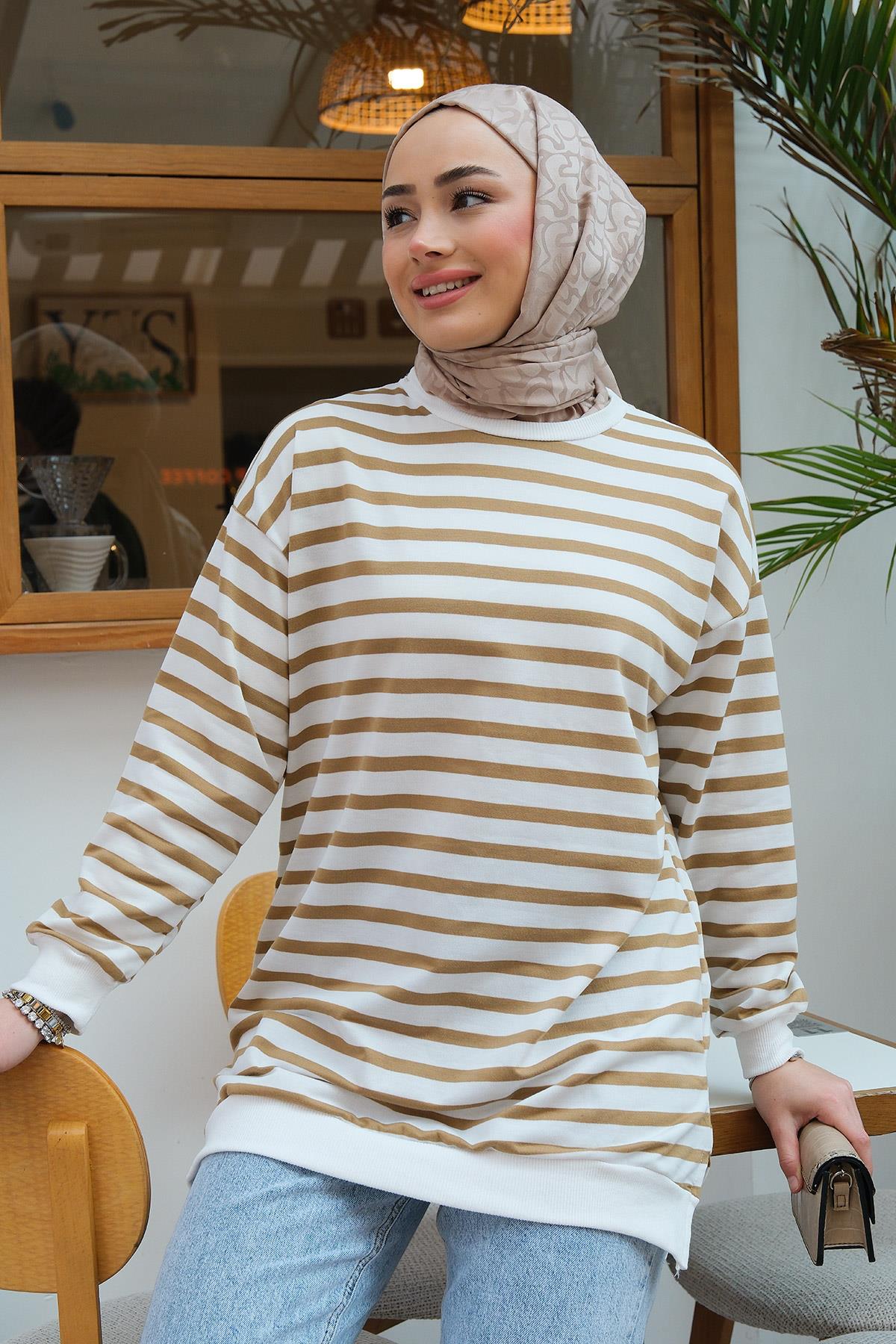 Çizgi Detaylı Tunik Vizon