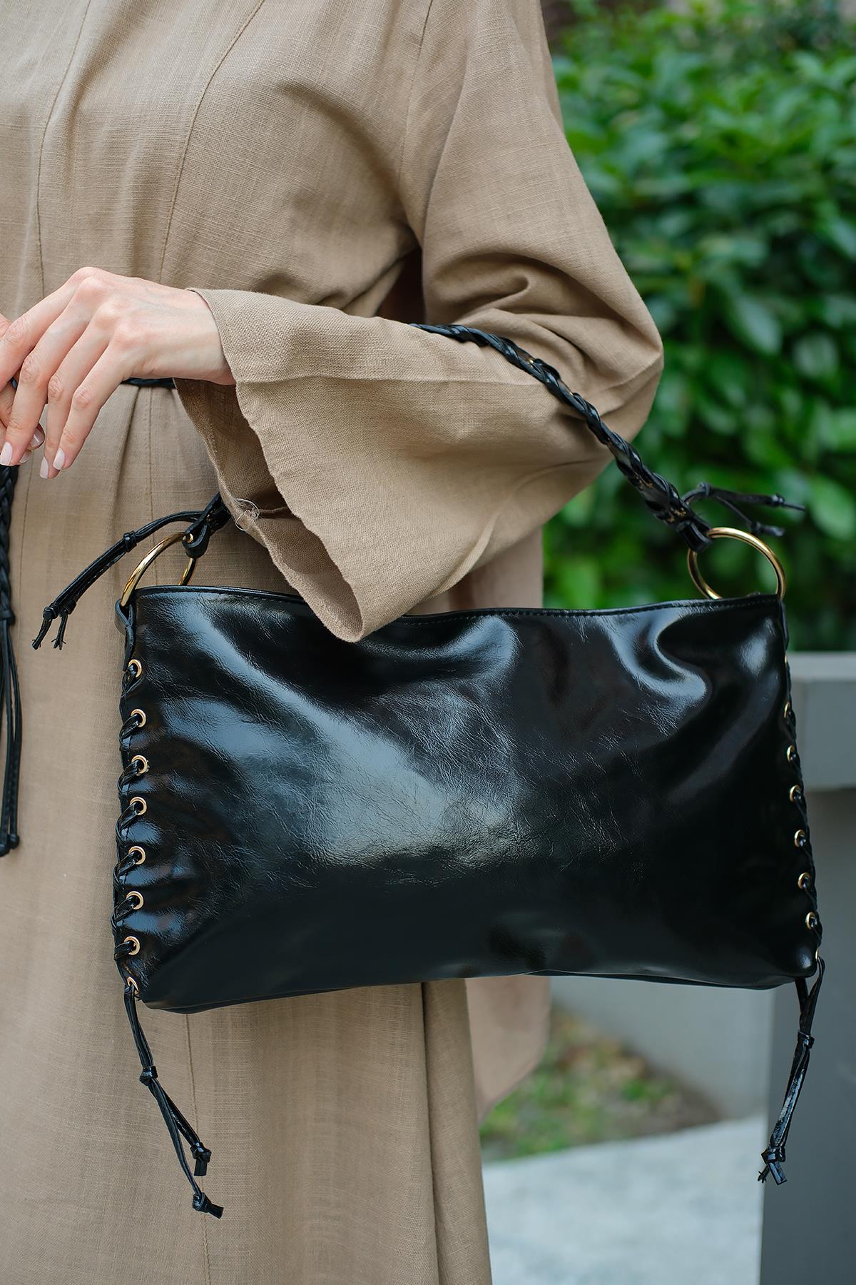 Çoban Dikişli Çanta Siyah