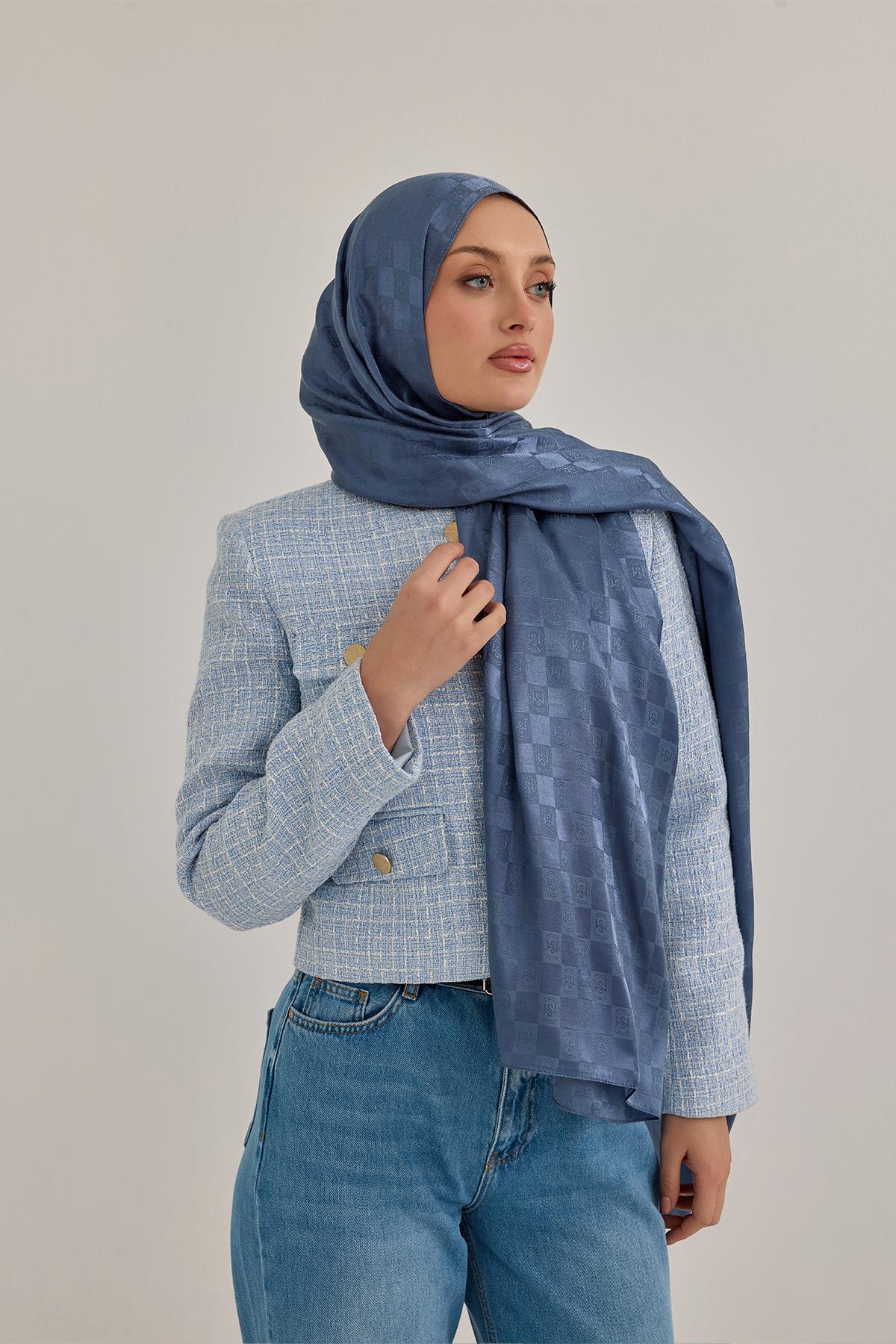 Dama Monogram Şal kot mavi