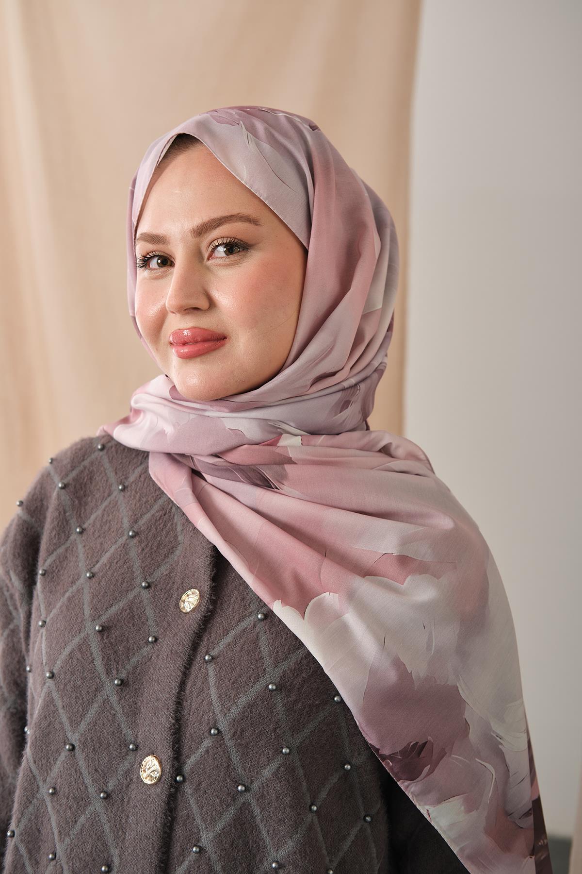 Desenli Soft Şal Pudra