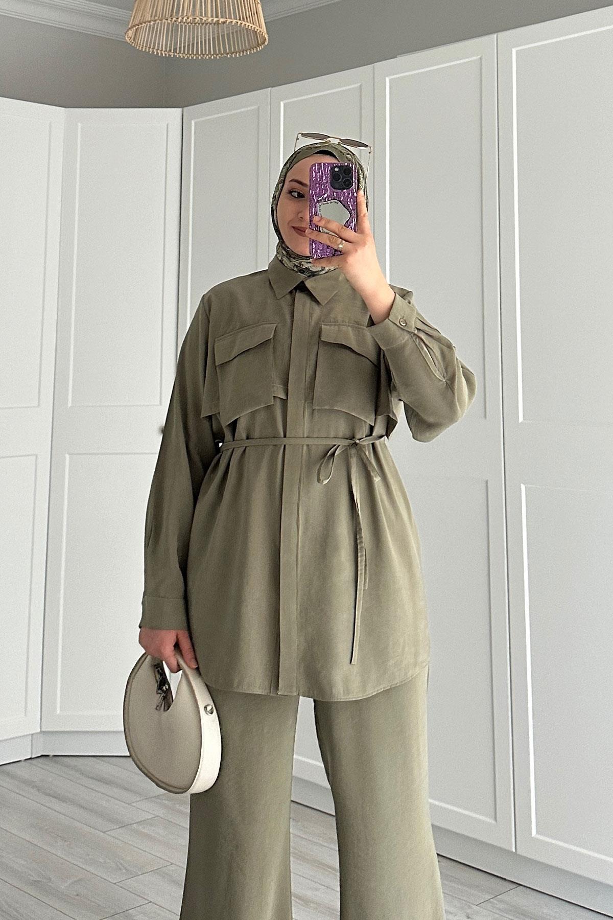 Detaylı Armani Modal Takım Küf Yeşil