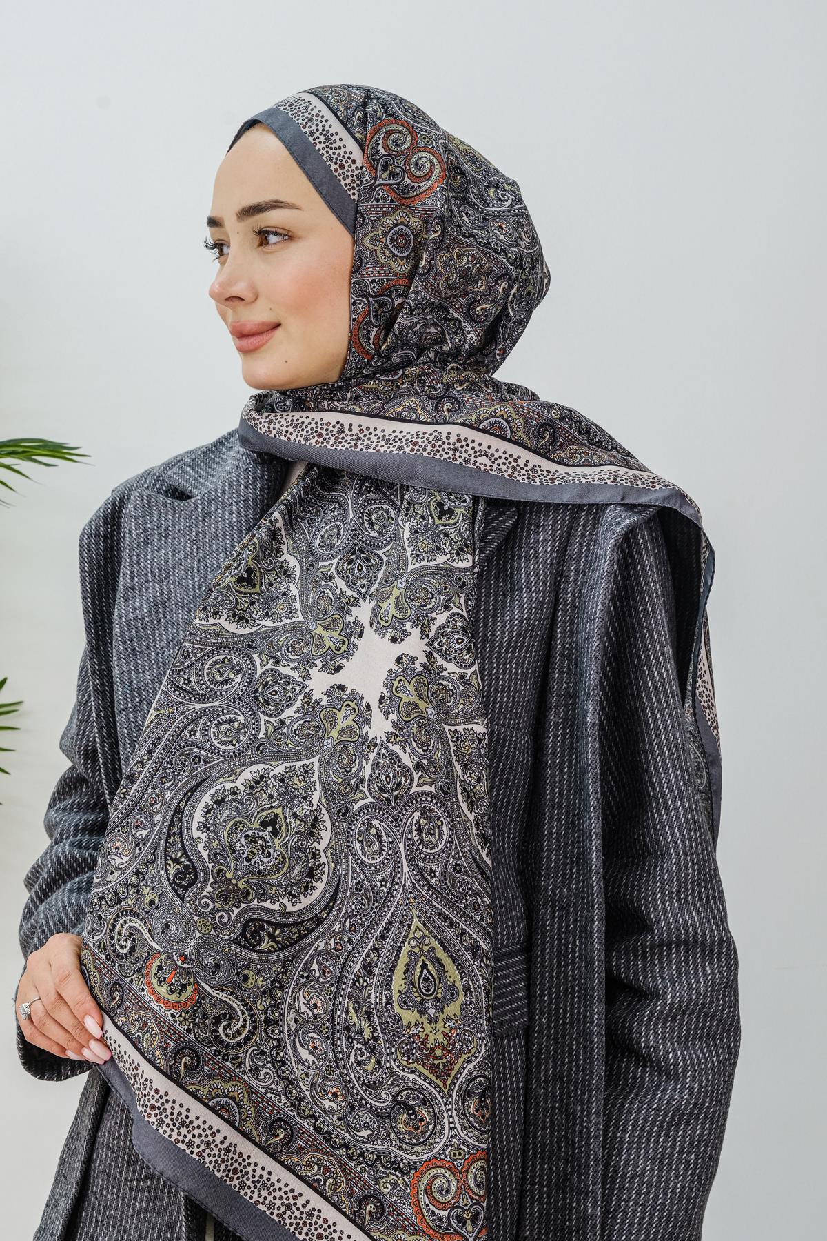 Etnik Desen Şal Antrasit