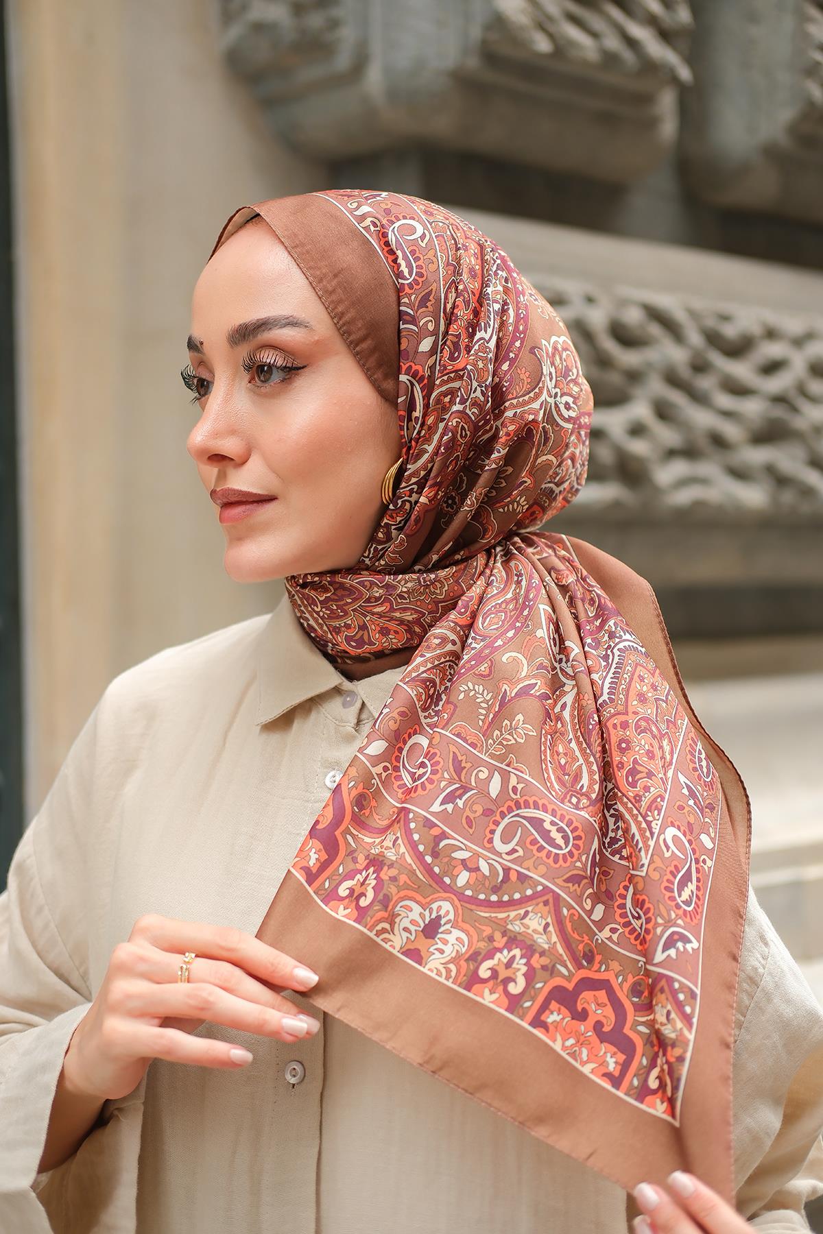 Etnik Desen Soft Şal Yağ Yeşil