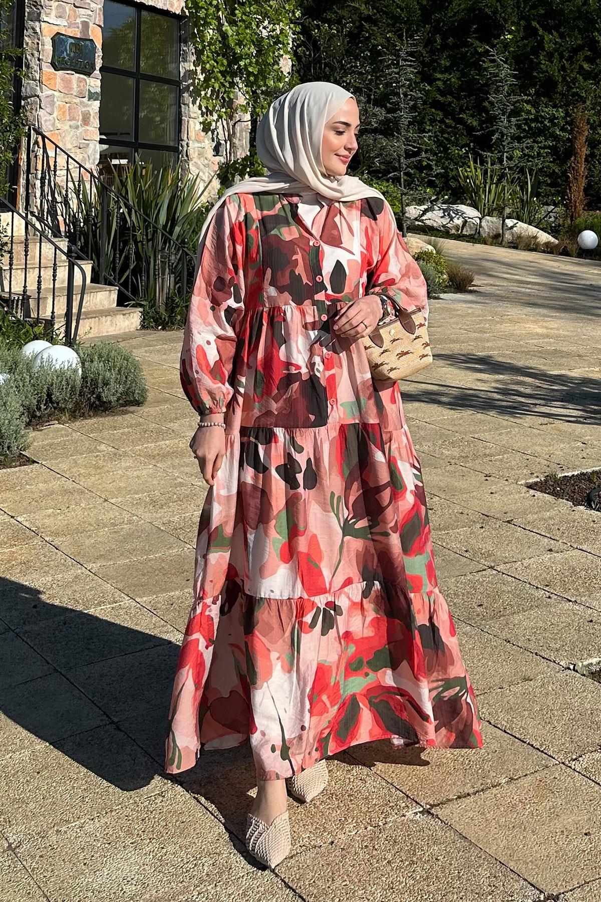 Freiruz Desen Elbise Kırmızı