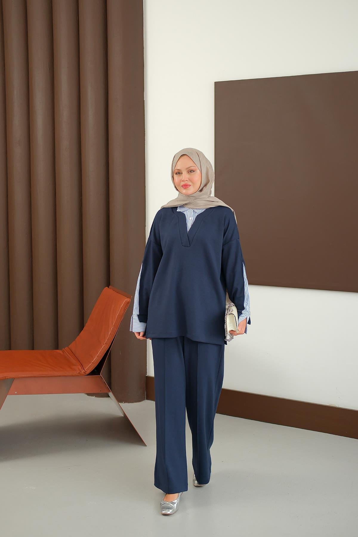 Gömlek Detay Takım Lacivert