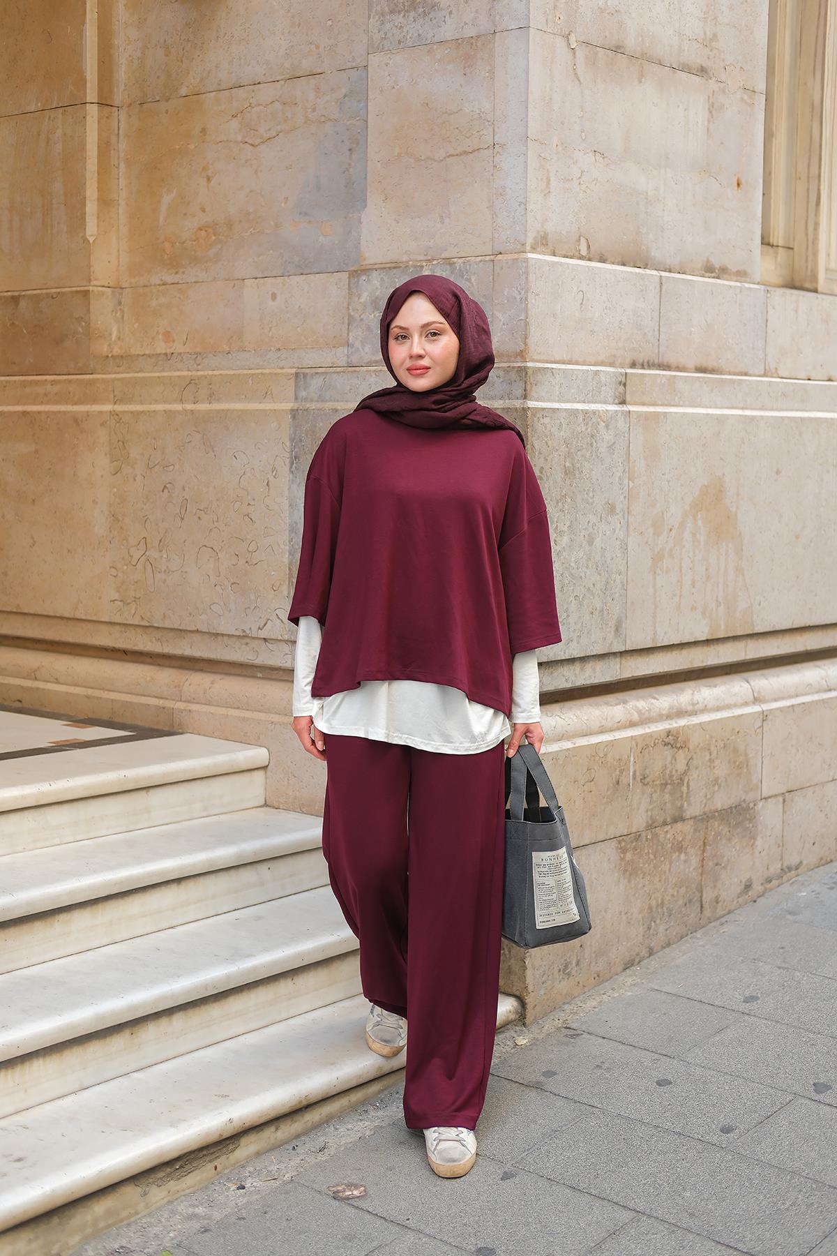 İç Badili Üçlü Takım Bordo