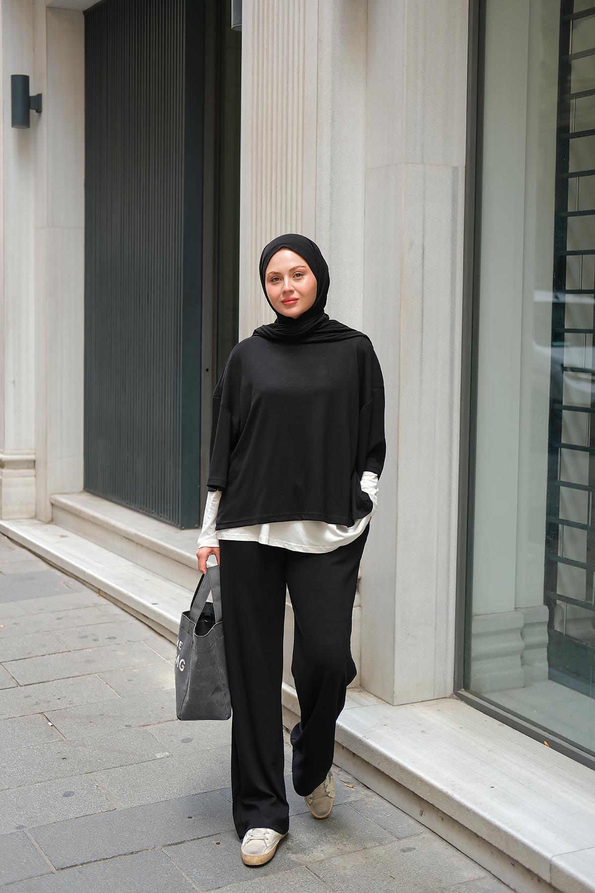 İç Badili Üçlü Takım Siyah