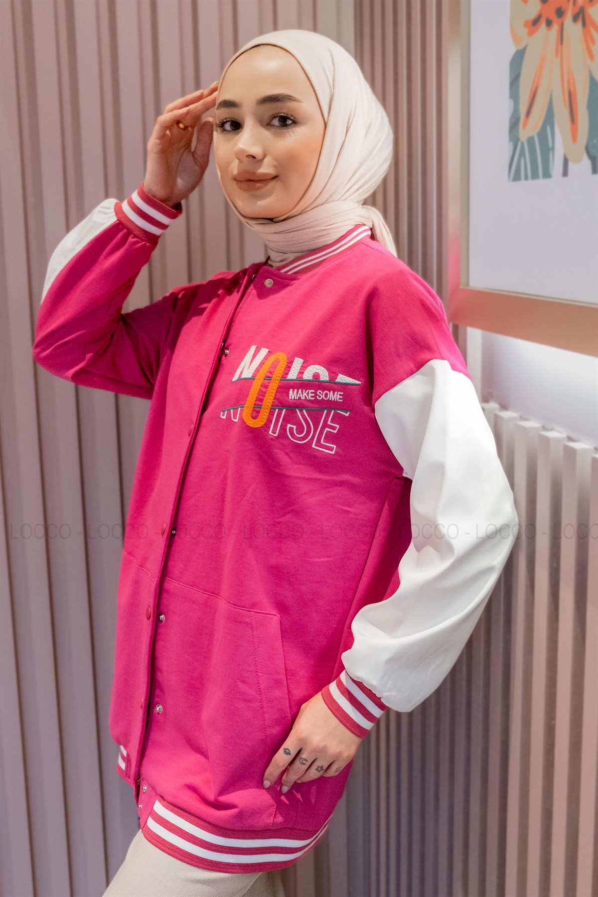 KANGURU CEP KOLEJ CEKET PEMBE