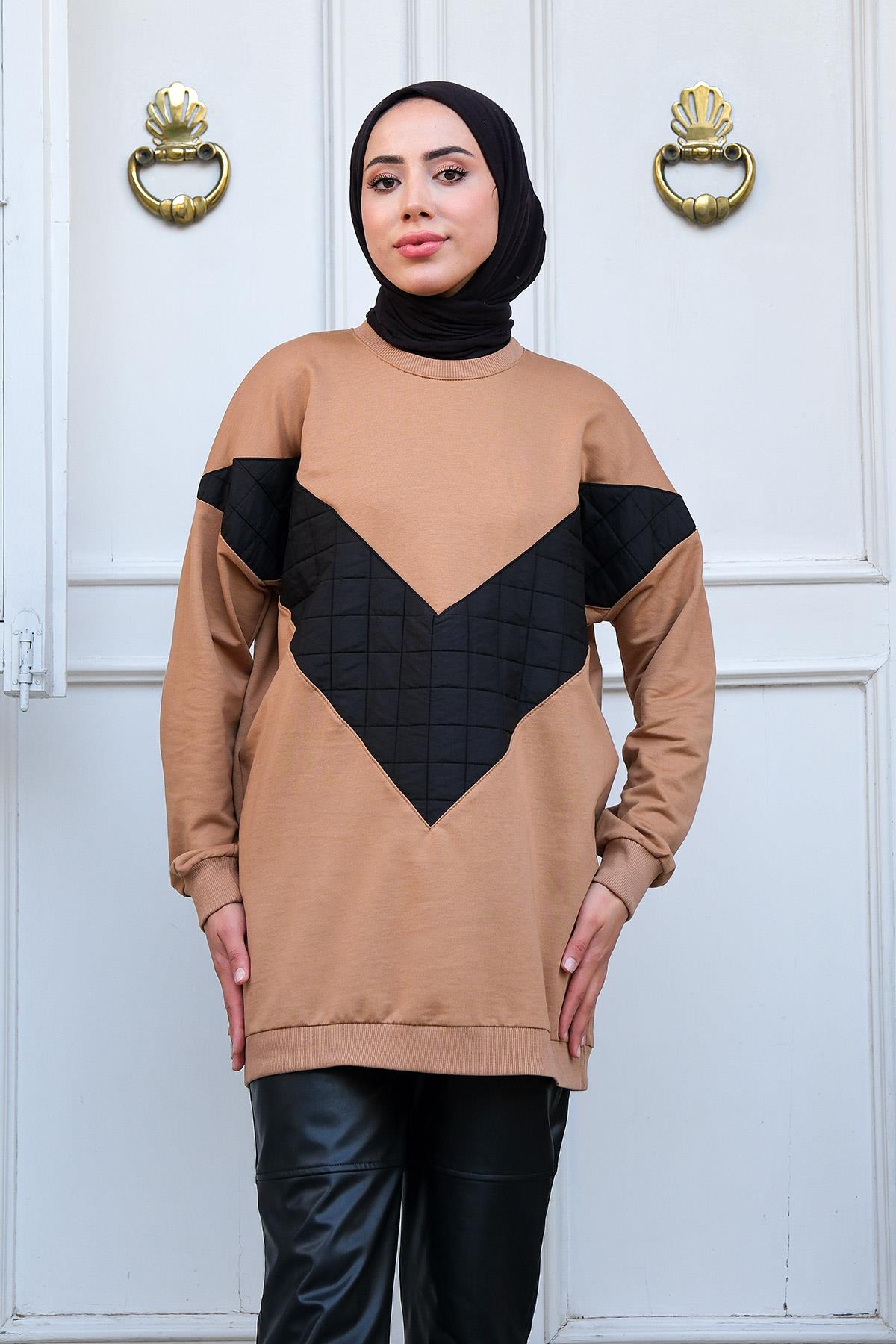 Kapitone Desenli Sweat Vizon