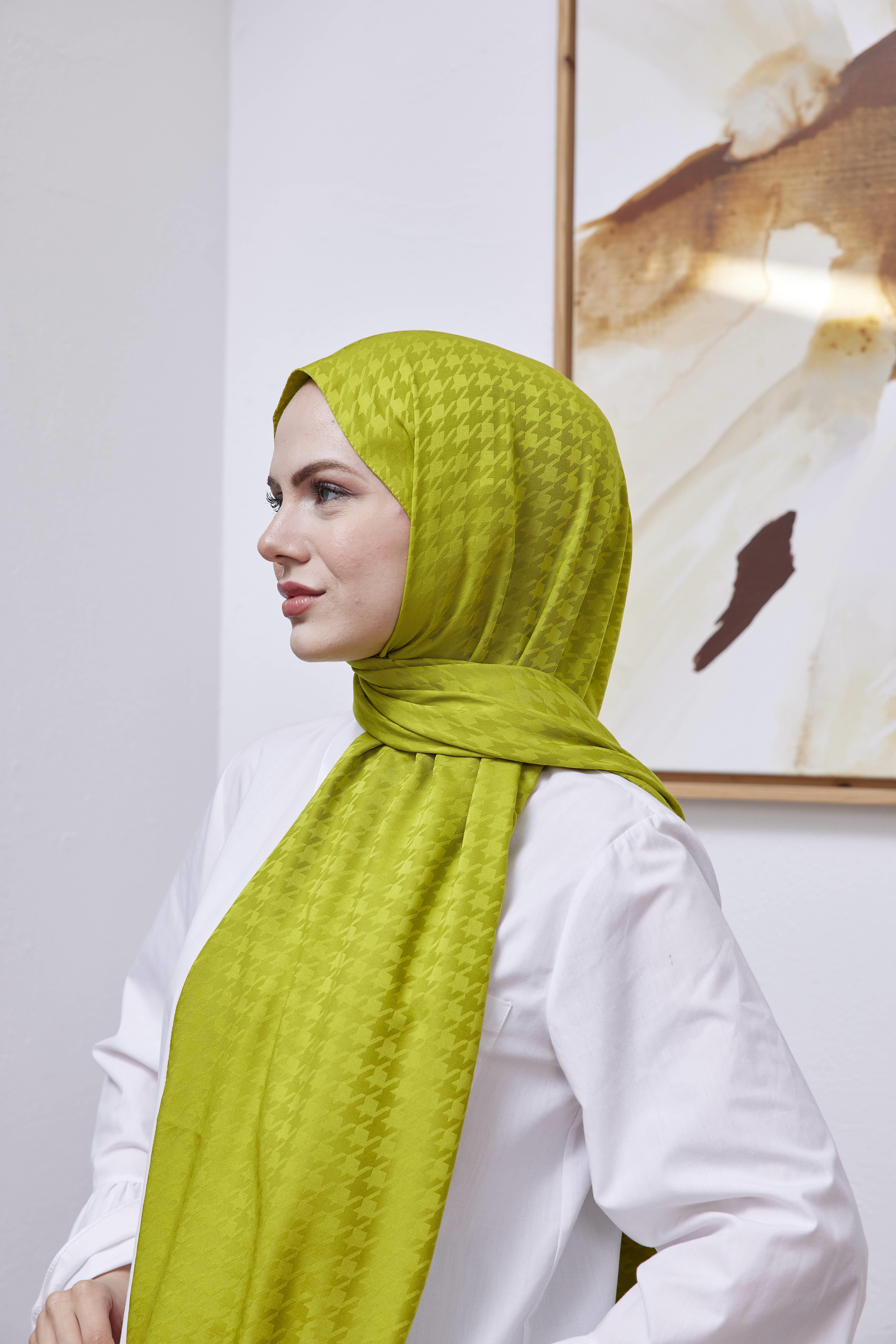 Kazayağı Desen Şal Yağ Yeşil