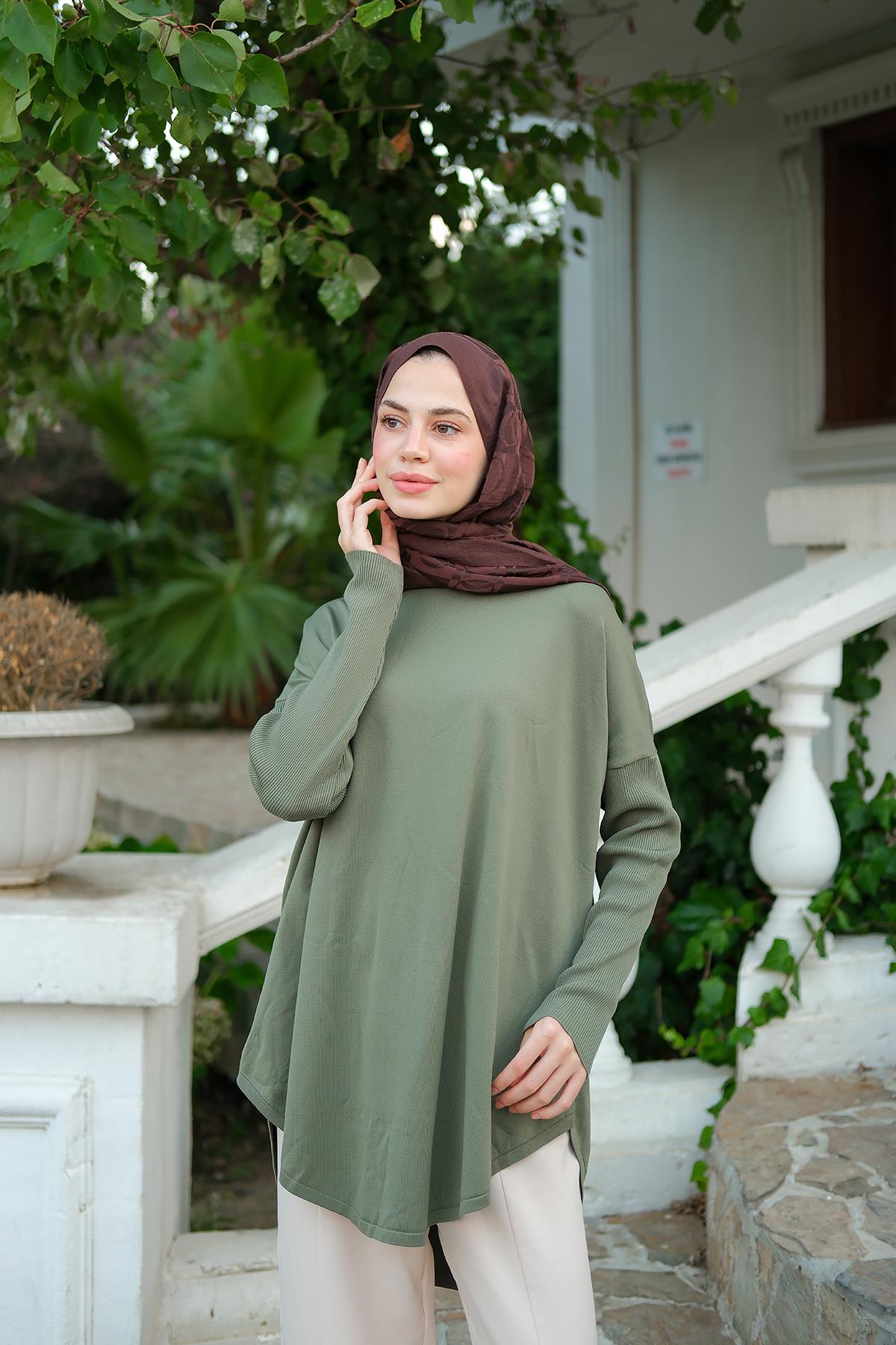 Kol Lastik Detay Tunik Çağla Yeşil