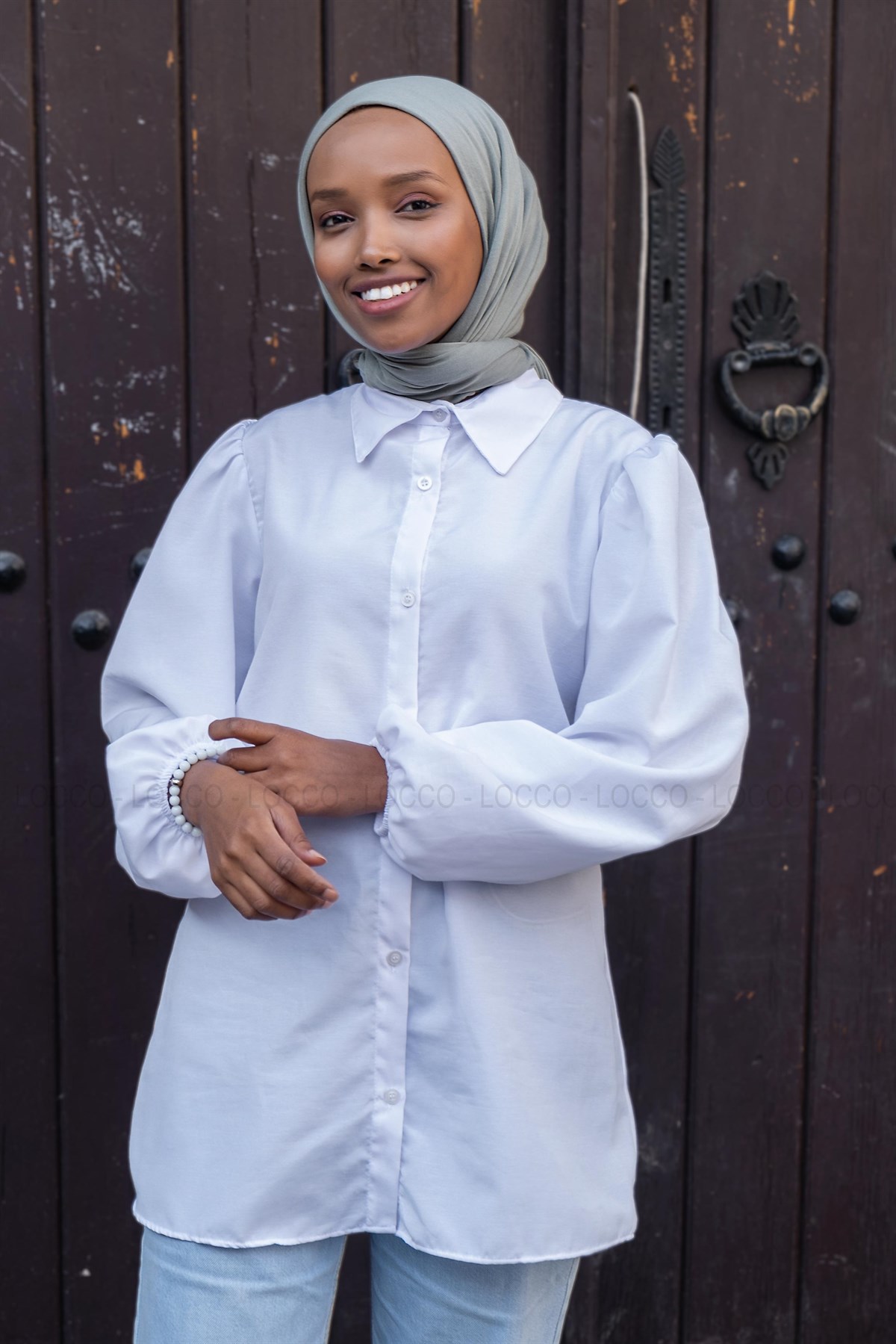 Uygun Fiyatlı KOL LASTIKLI GOMLEK BEYAZ | Loccomoda.com 